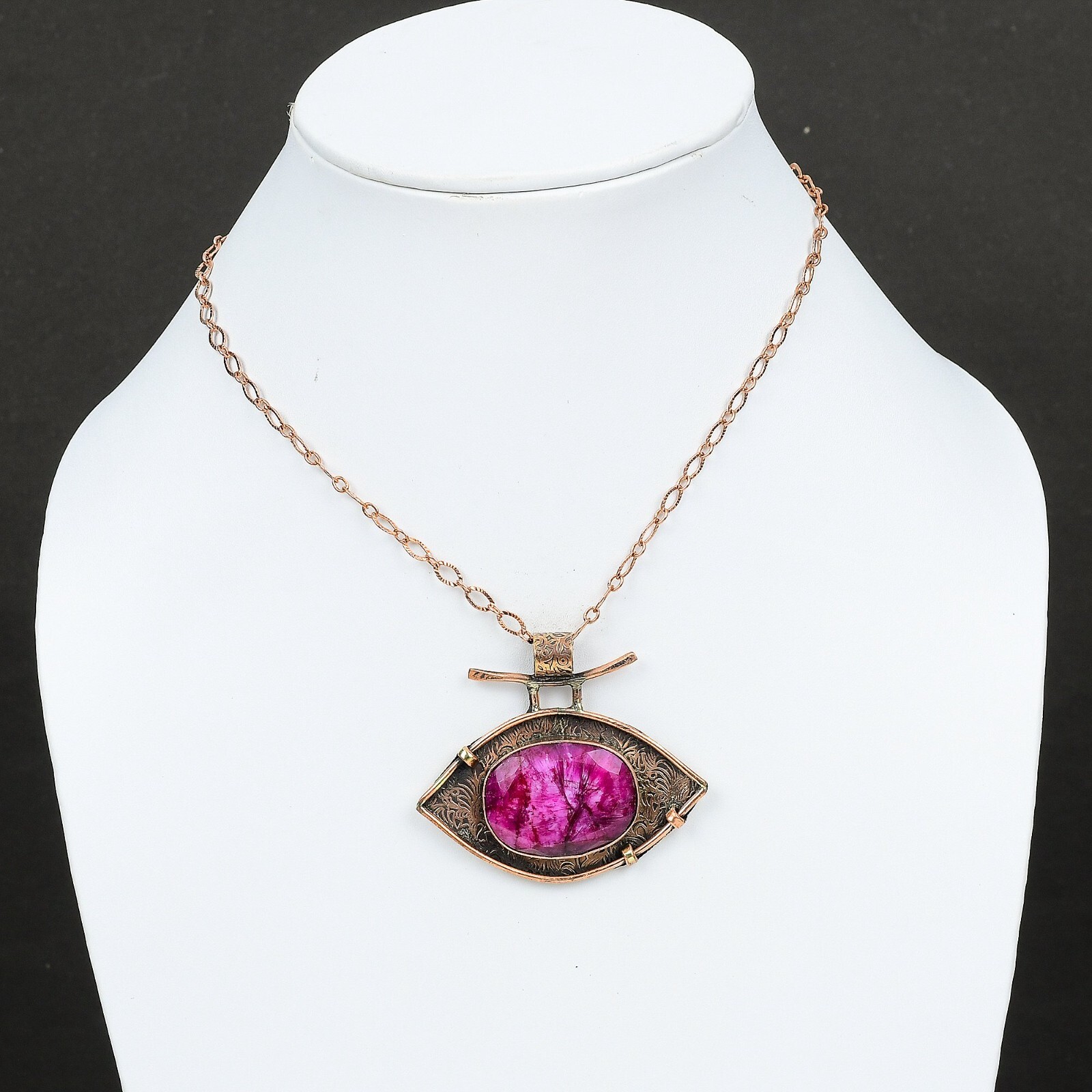 Valentines Deal Copper Oval Natural Kashmir Rubi Daughter Unique Pendant Jewelry