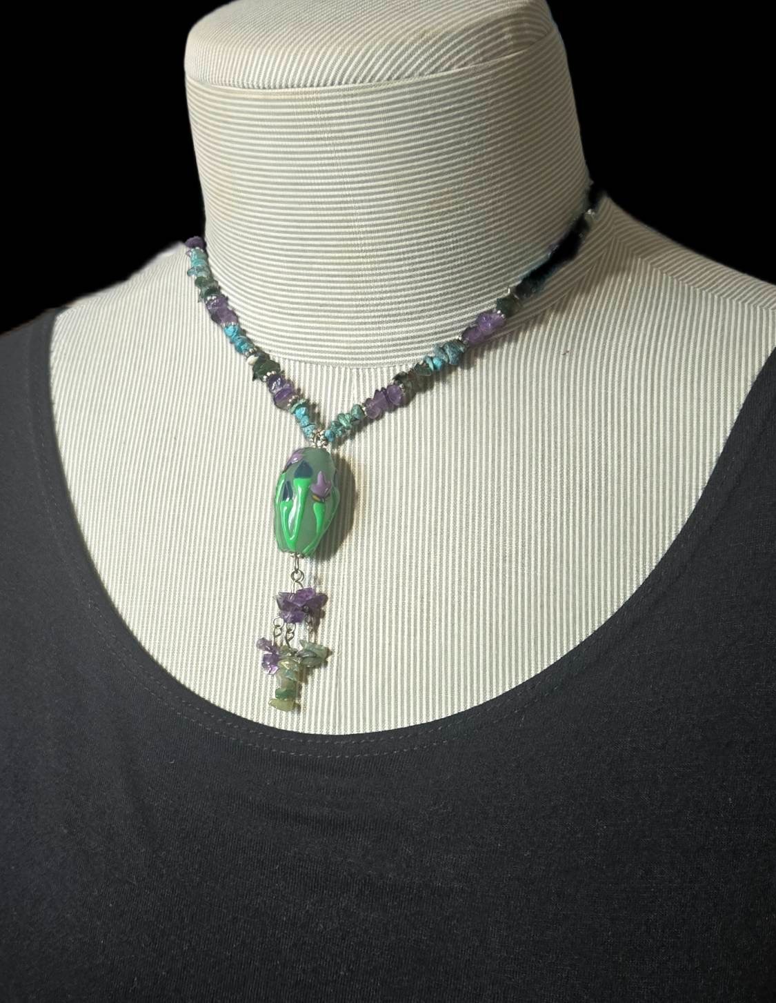 Handmade Beaded Pendant Necklaces Boho Floral Artisan Jewelry Set Gift 6 pc