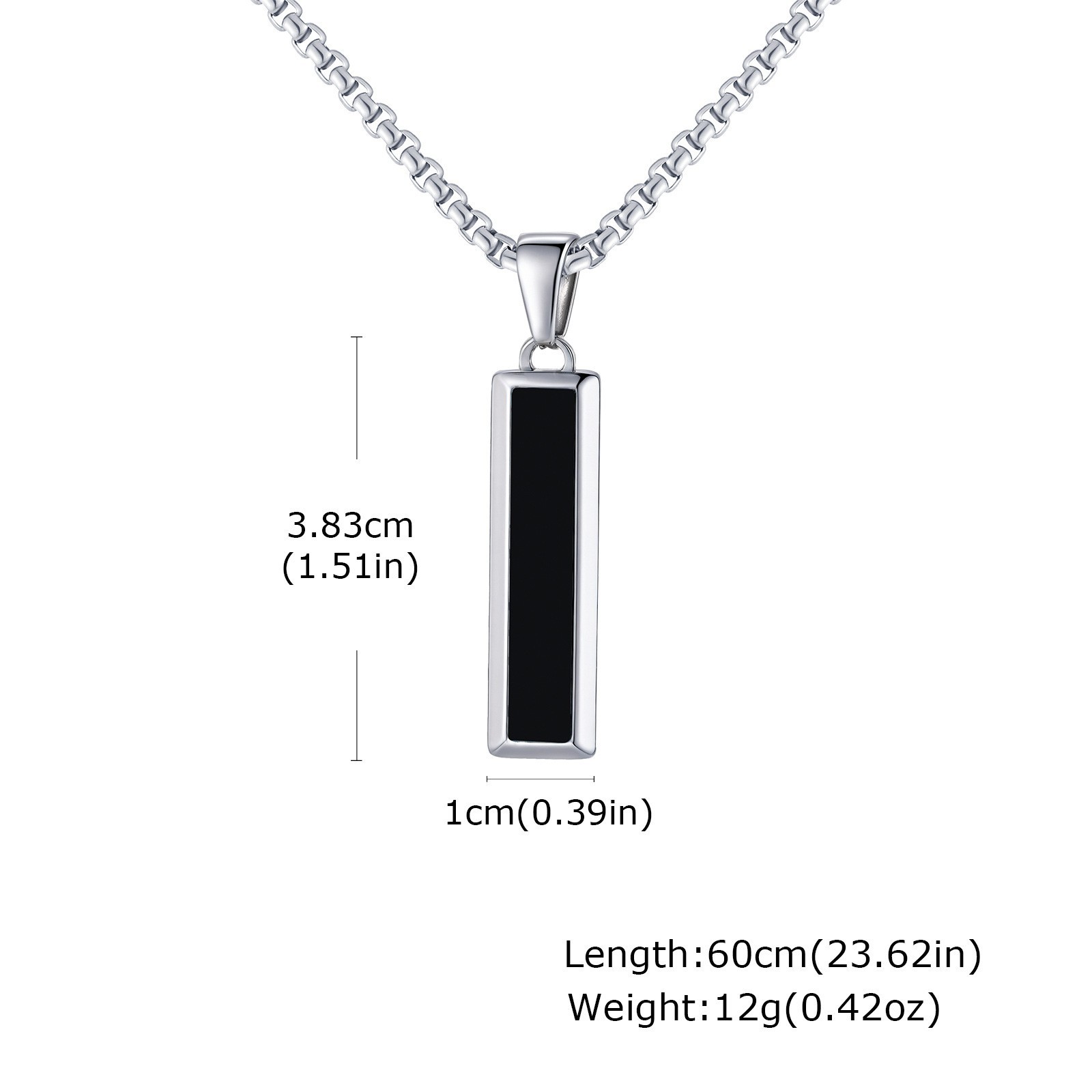 Men’s Fashion Stainless Steel Agate and Turquoise Geometric Bar Pendant Necklace