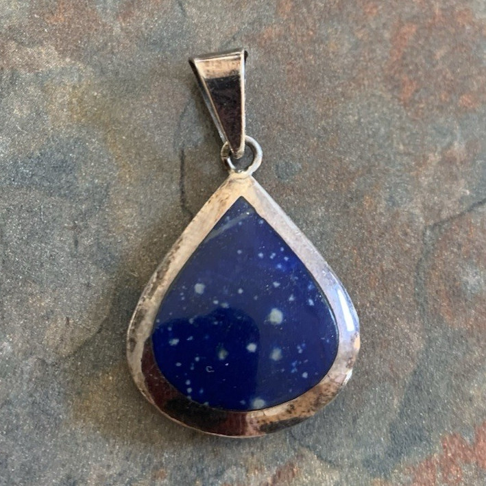 Silver tone reversible Teardrop Bezel-Set Pendant