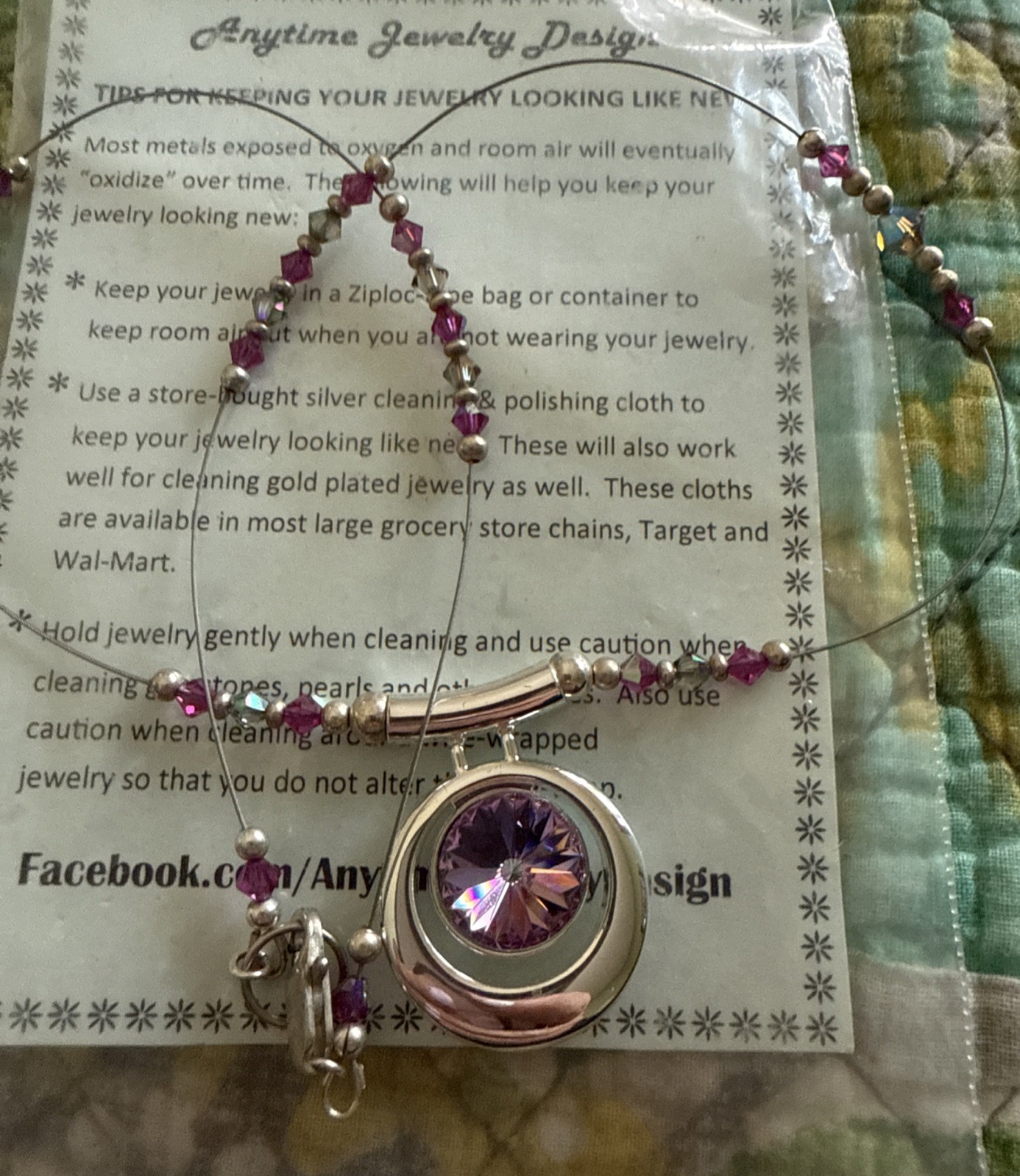 Anytime Jewelry Design Iridescent Aurora Borealis Necklace 20″ Silver tone