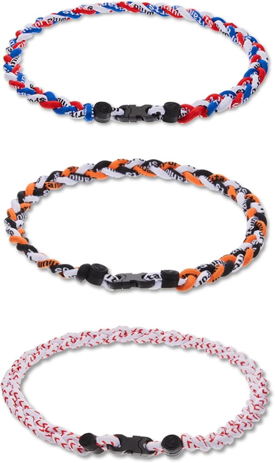 Baseball Necklaces Three Braided Rope Titanium Necklace for Fans Team Gifts Boys