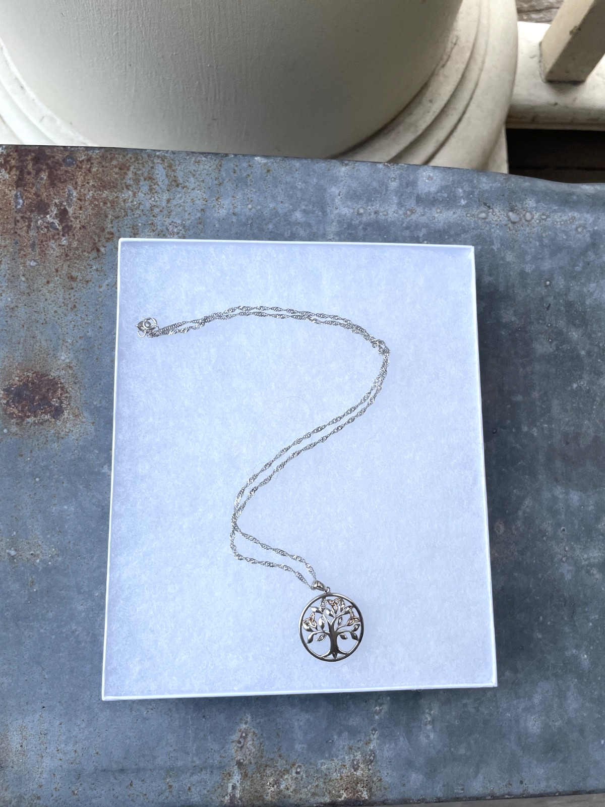 Solvar 925 Sterling & 10k Gold Tree of Life w/ Diamond Accent Pendant Necklace