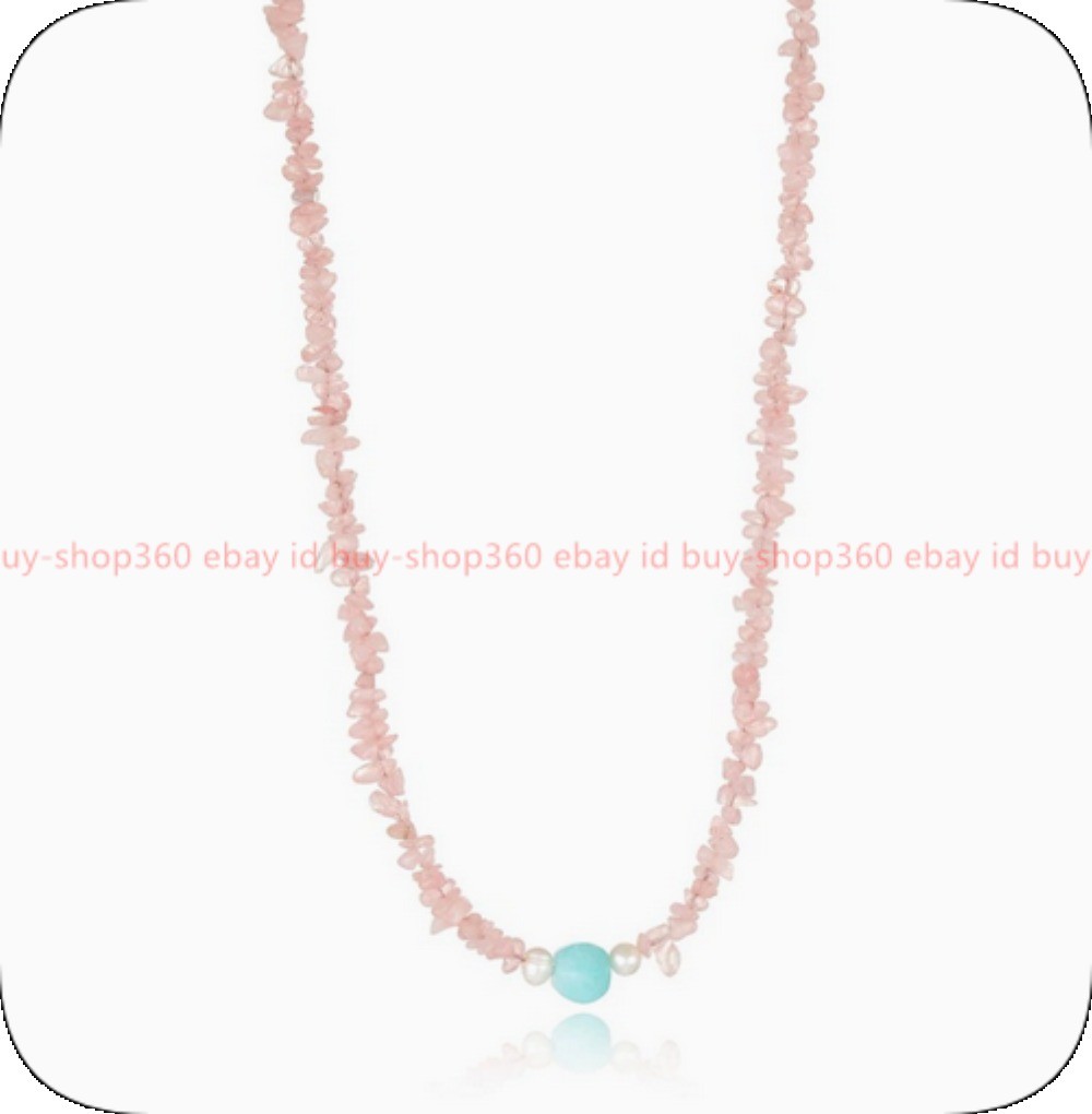 New Natural 5x8mm Pink Quartz Irregular Gravel Gemstone Necklace 16-36 Inches