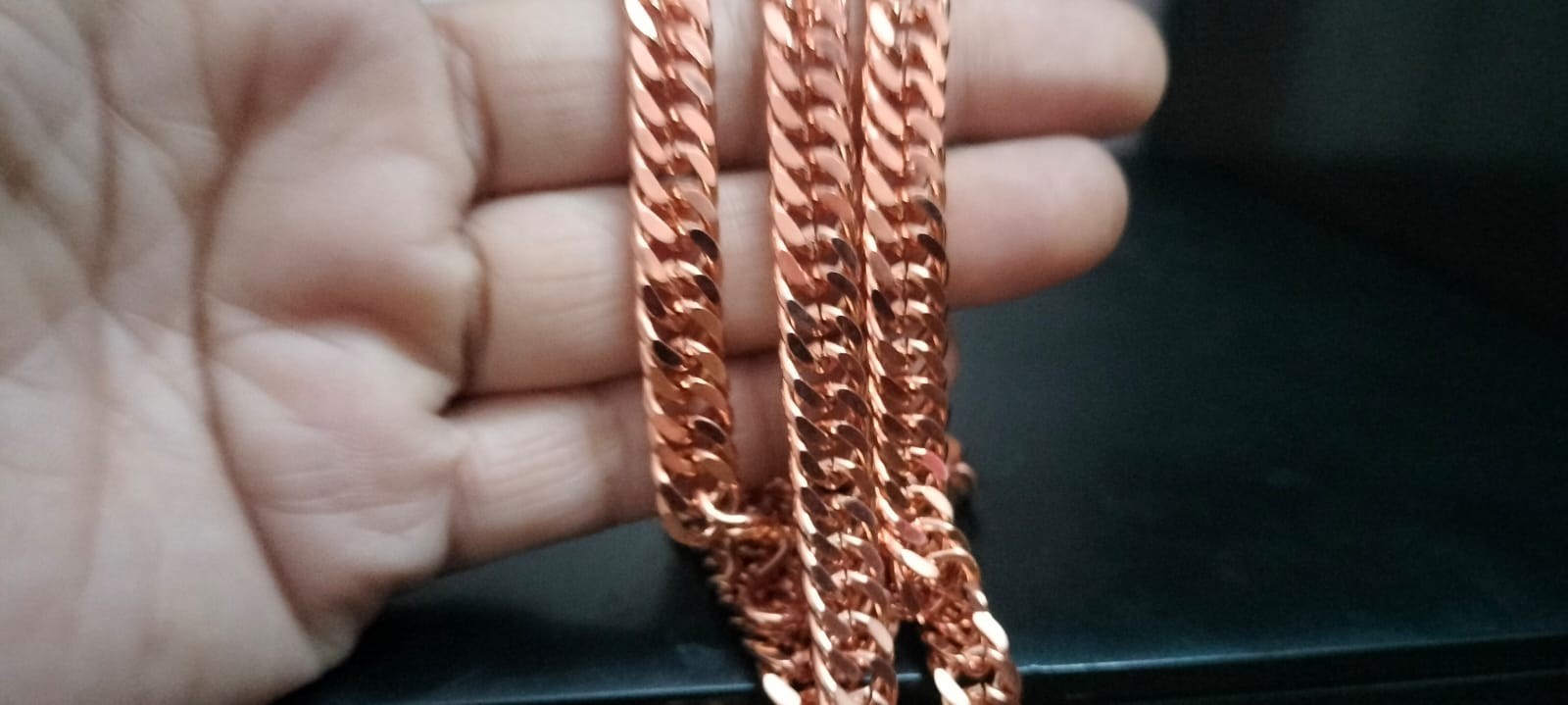 Pure Solid Coppe Chain Solid Arthritis Cuban Chain Curb Link Rider Unisex chain