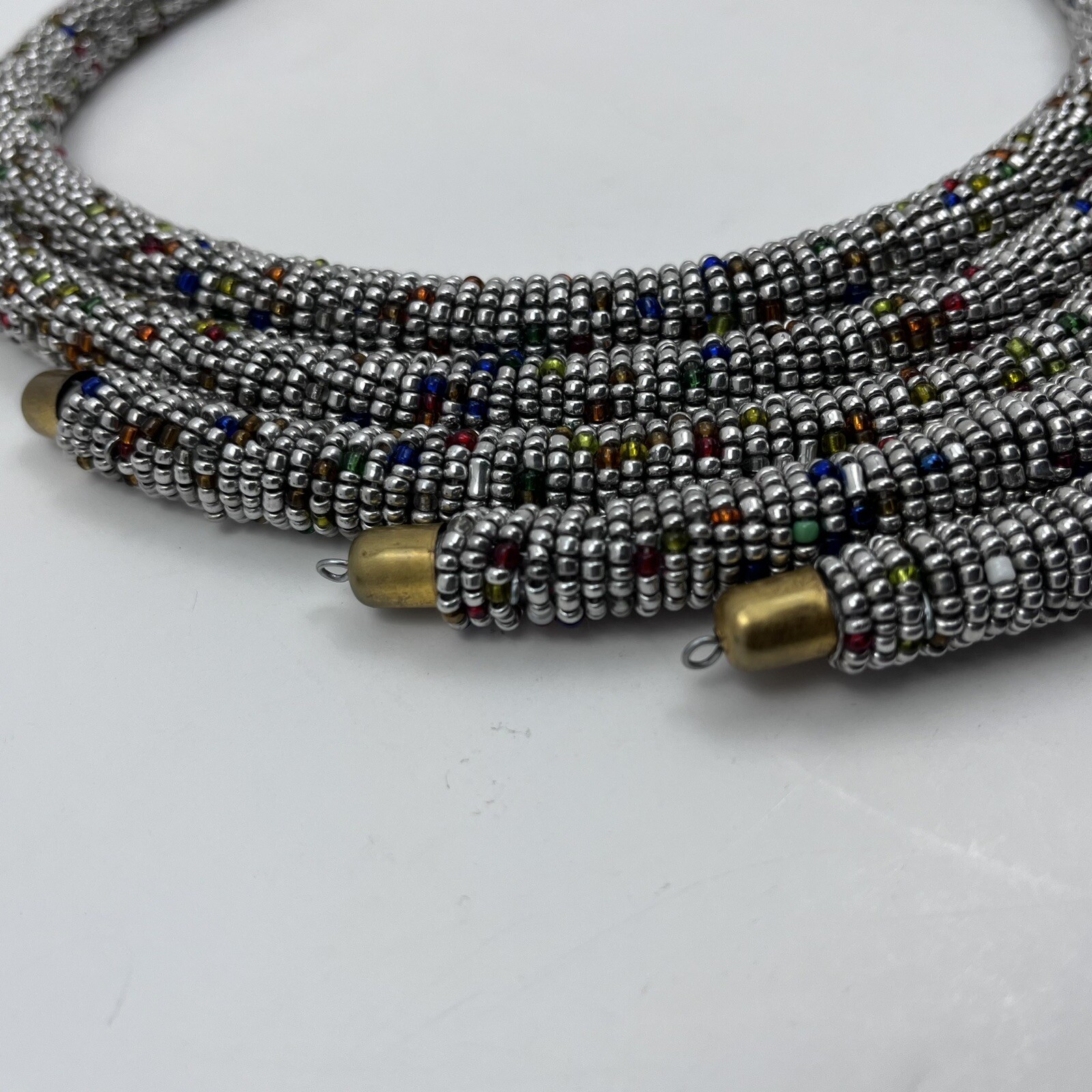 Kendi Aman Gold-tone Kanyoni Beaded 16″ Collar Necklace Ankara Accessories