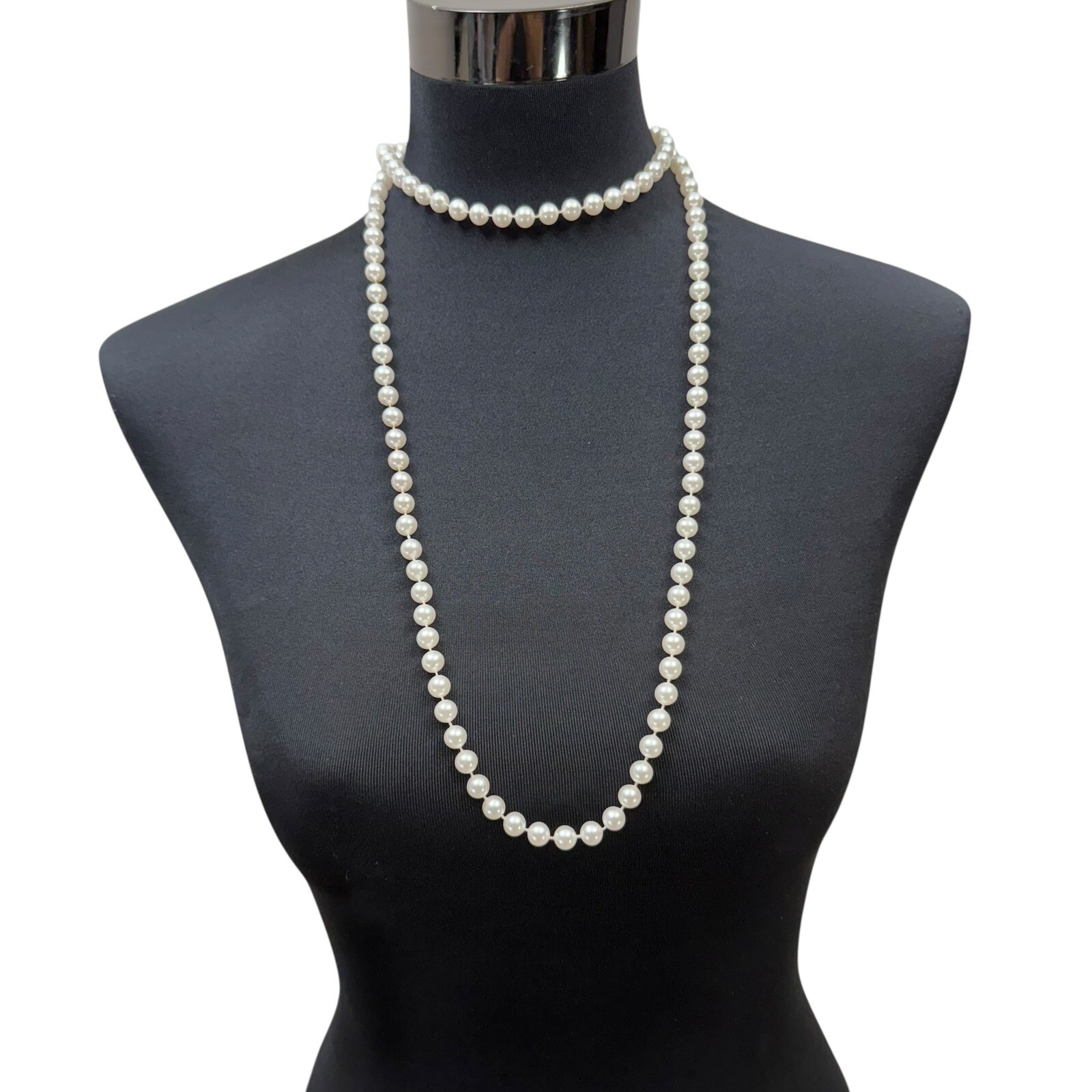 Classic Elegant Imitation Faux Pearls Necklace Long Strand Endless Classic 23 in