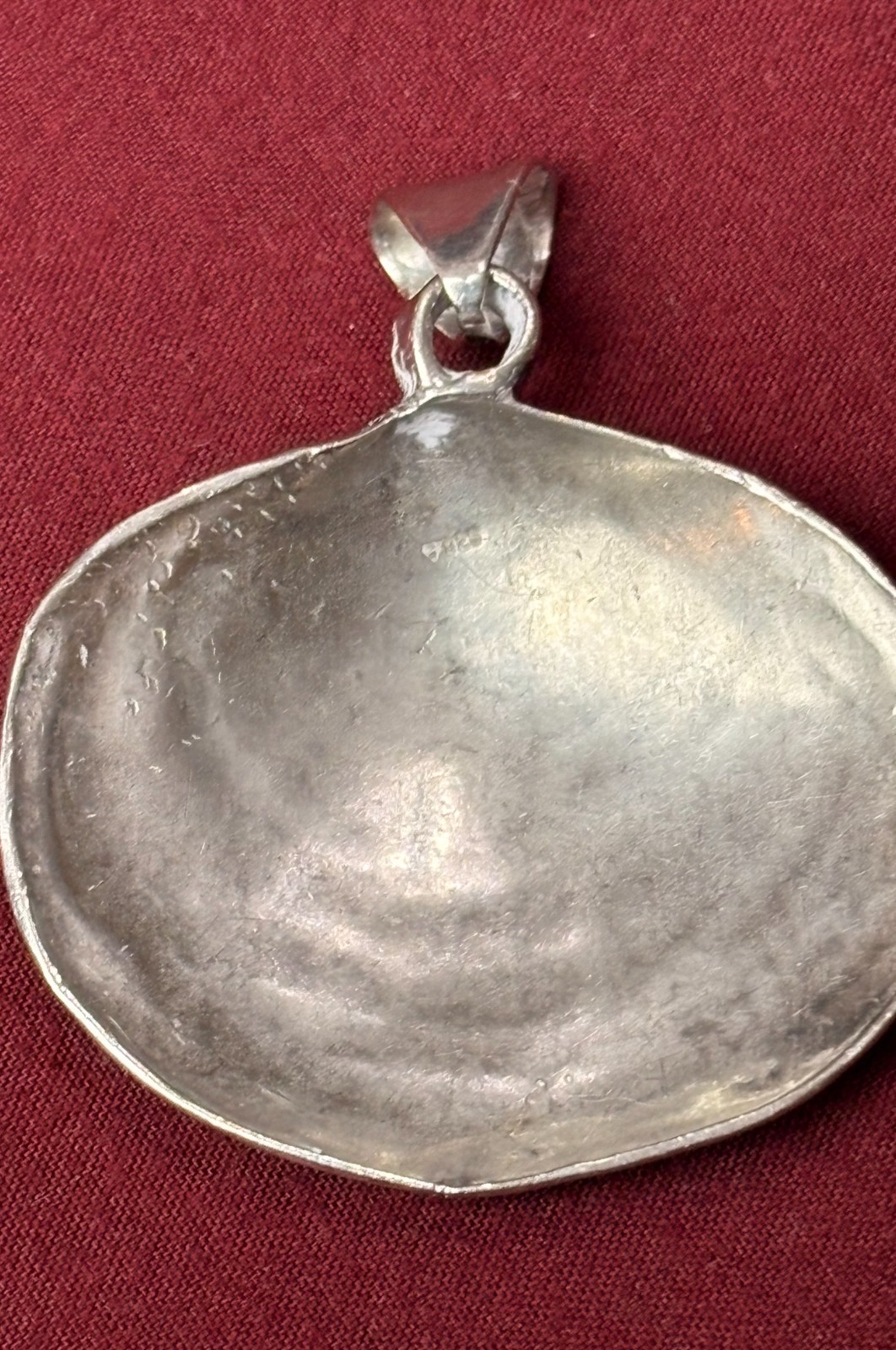 Mexico Sterling Silver Oval Charm Pendant Disc with Bail Metal Pendant