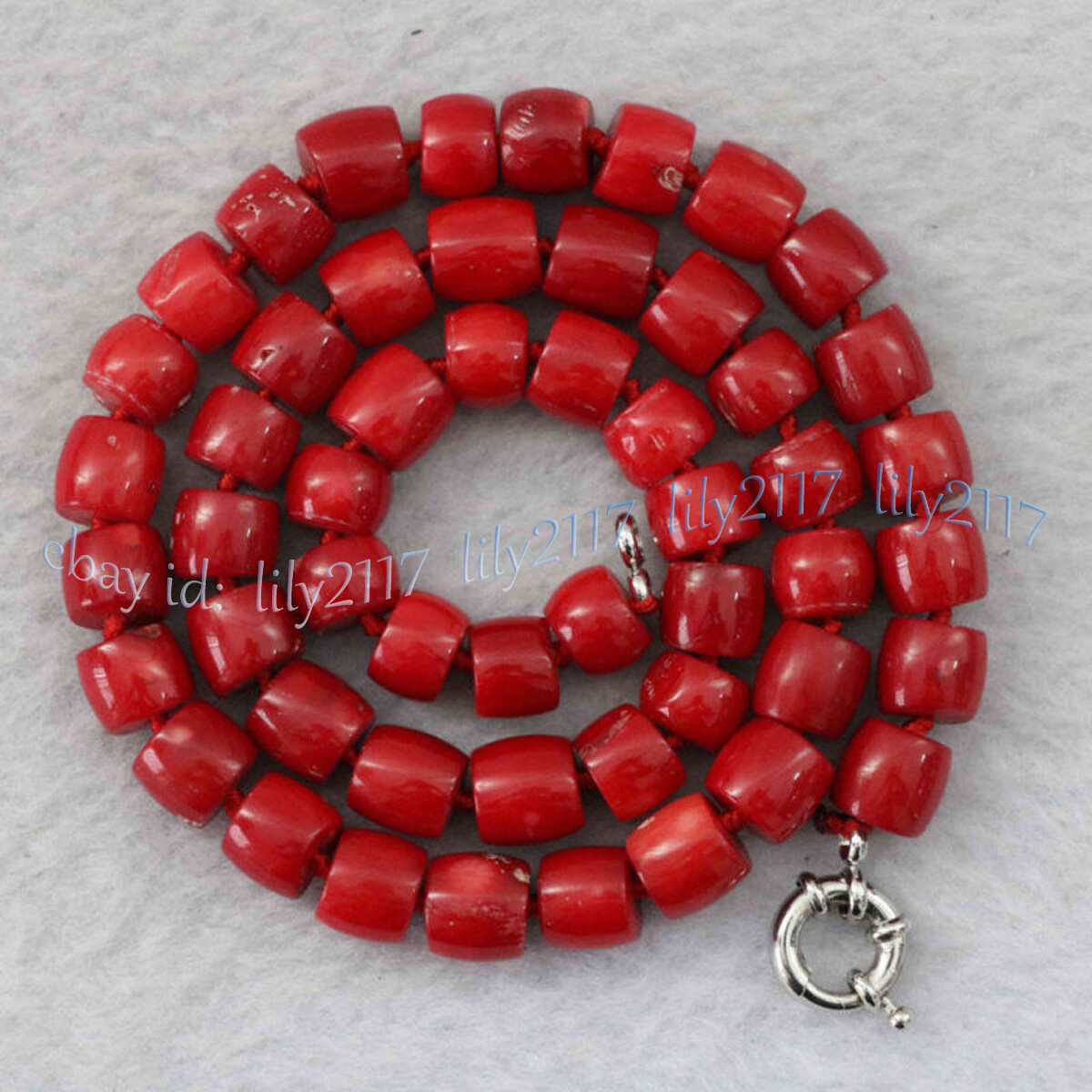 8-10mm Natural Red Coral Irregular Barrel Gemstone Beaded Necklaces 14-48”