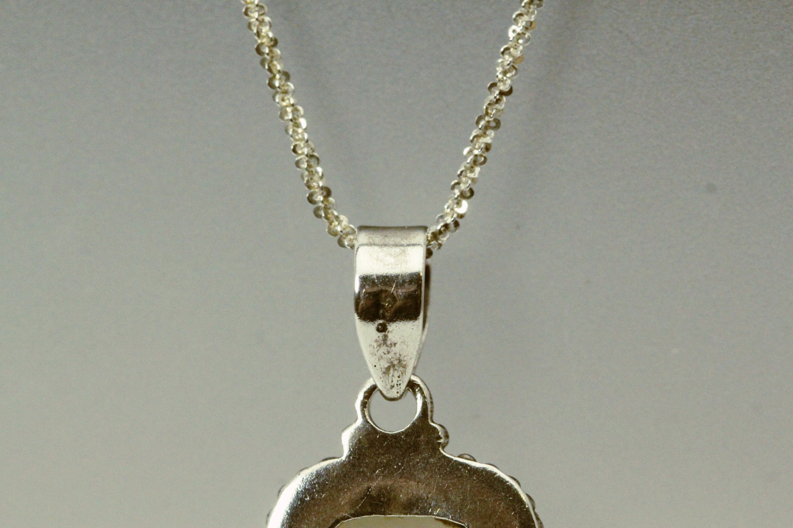925 Sterling Silver Margarita Chain w Faux Druzy Pendant 7.6 grams 24″ (NEC5650)
