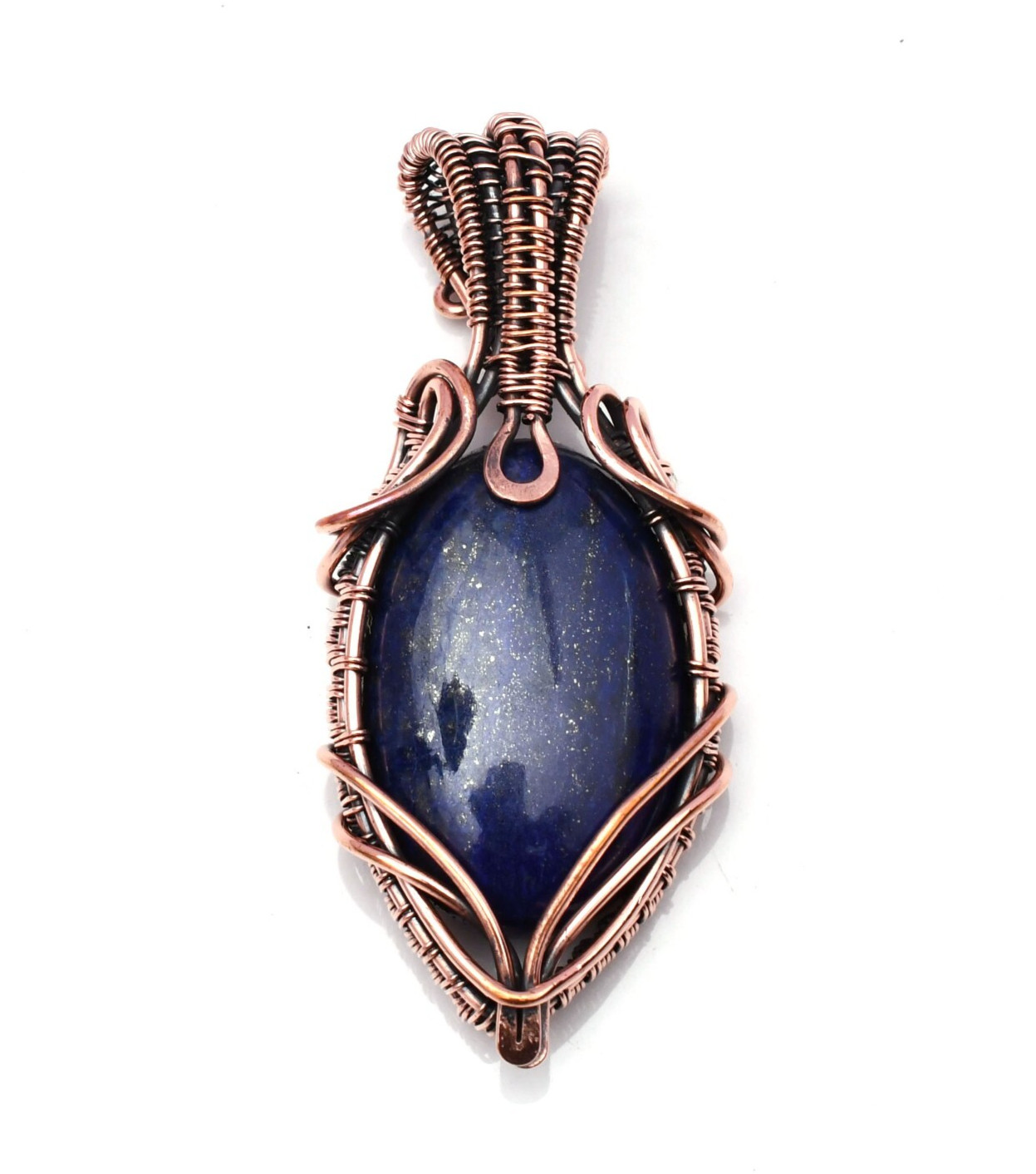 Lapis Lazuli Pendant Copper Wire Wrapped Handmade Jewelry Pendant 2.15″