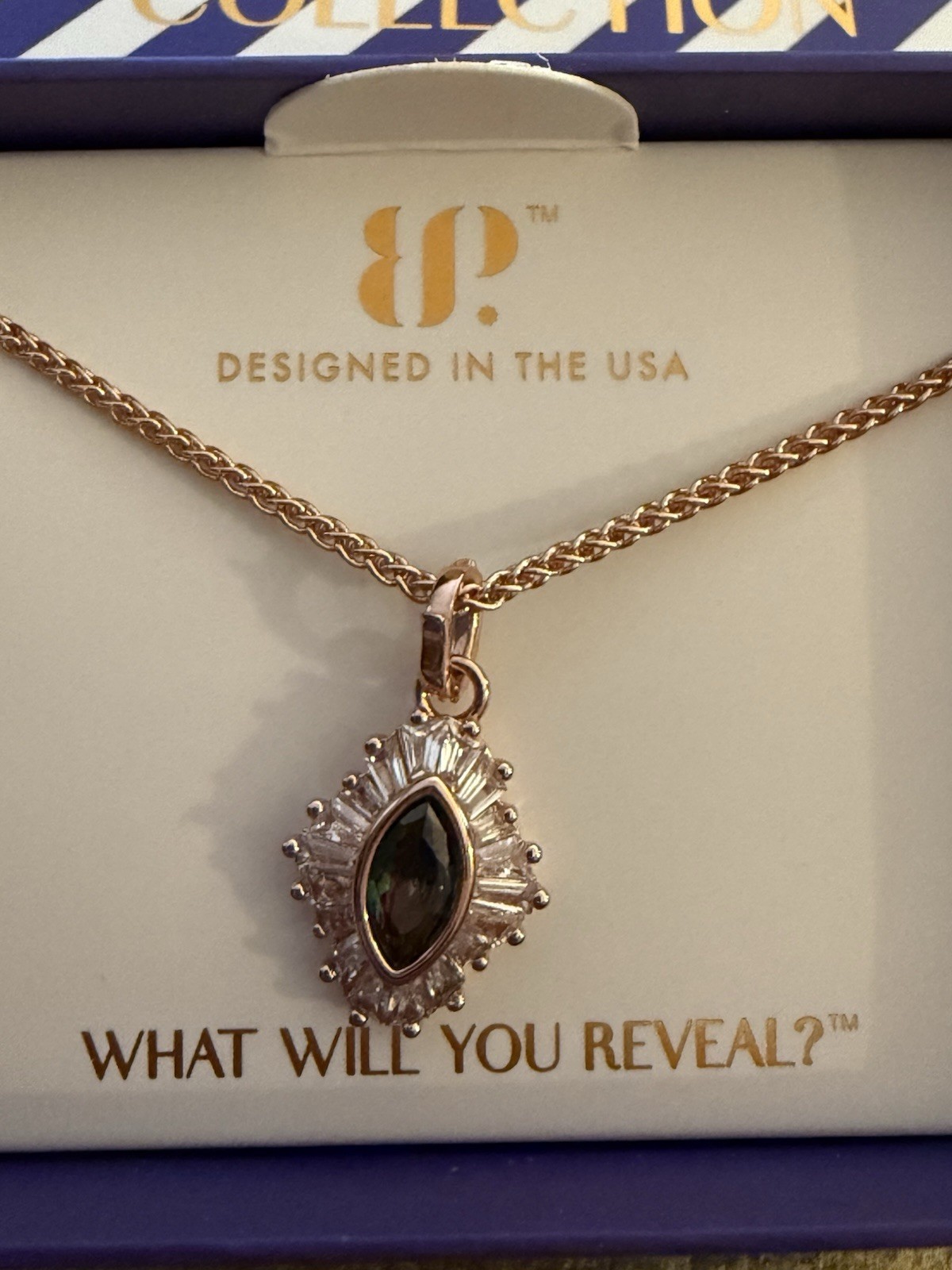 Bomb Party June 2026 Mirrored Beauty Necklace NK33456 Alexandrite Rose Gold BP