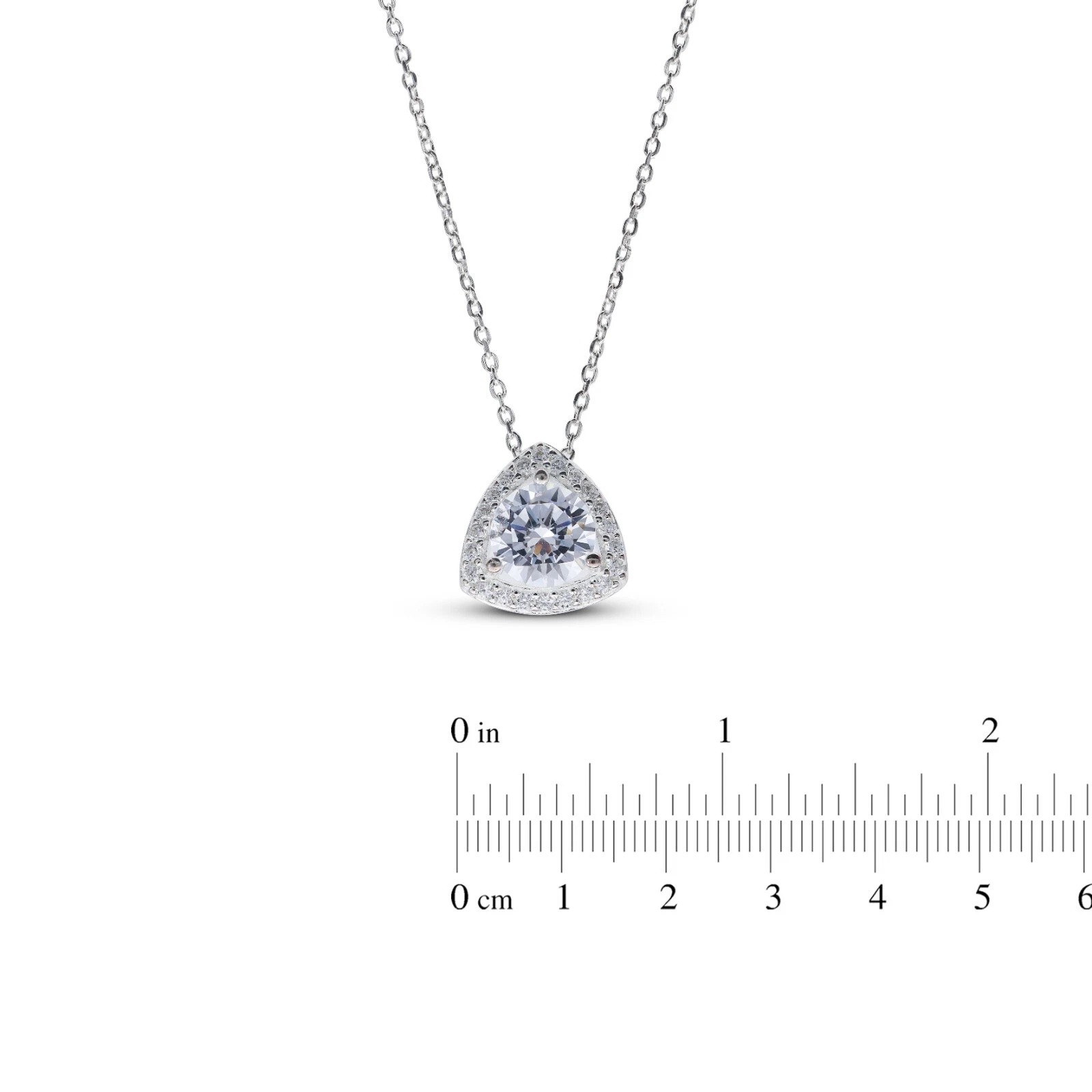 Trillion shape Sterling Silver Pendent Necklace Brilliant cut Cubic Zirconia
