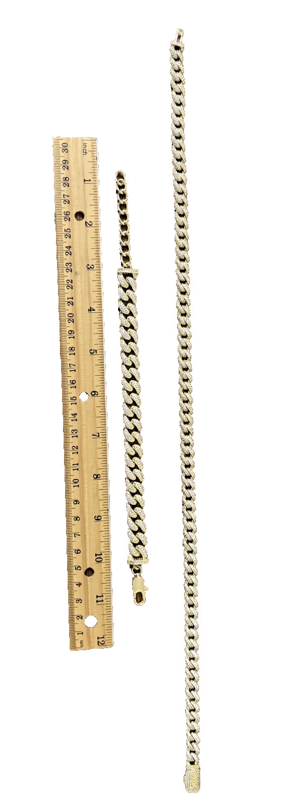 GLD 18″ 8.5mm CZ Cuban Link Necklace & 12-16″ 12mm Choker Yellow Gold Bundle