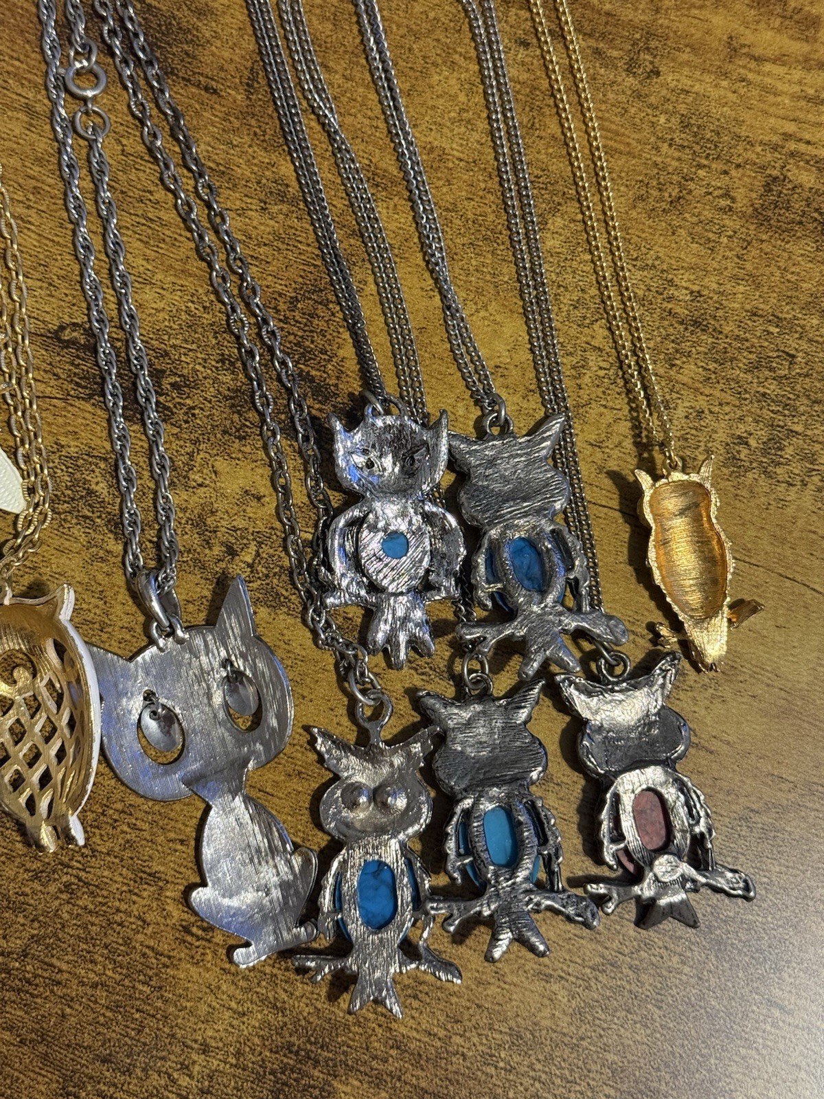Vintage 1970s Owl Necklace Lot (11) Boho Retro Statement pieces