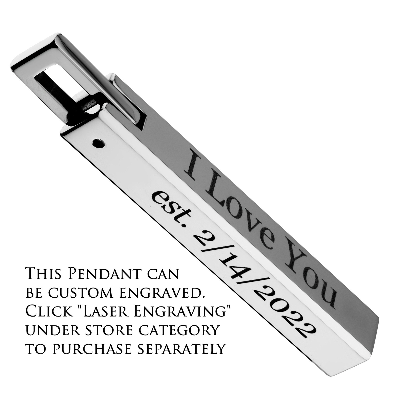 Tungsten Carbide Bar Pendant Stainless Steel Cuban Chain 16″ to 26″ Length