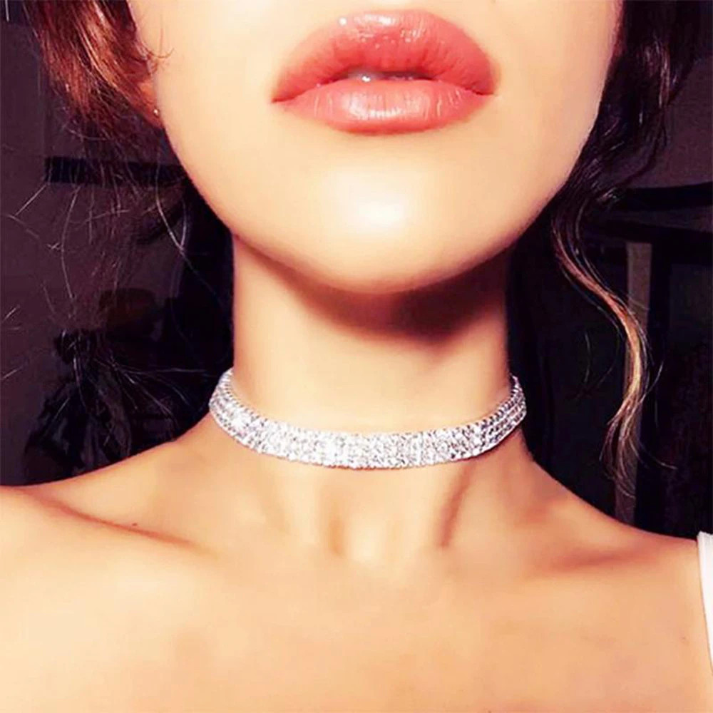 Punk Hip Hop Rhinestone Choker Necklace Women’s Style Collar Jewelry Gift