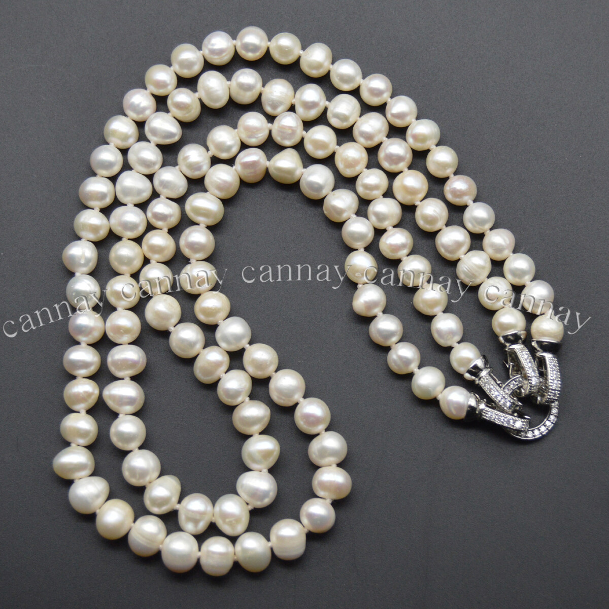 2 Strands Real Natural 7-8mm White Freshwater Cultured Pearl Necklace 18-20”