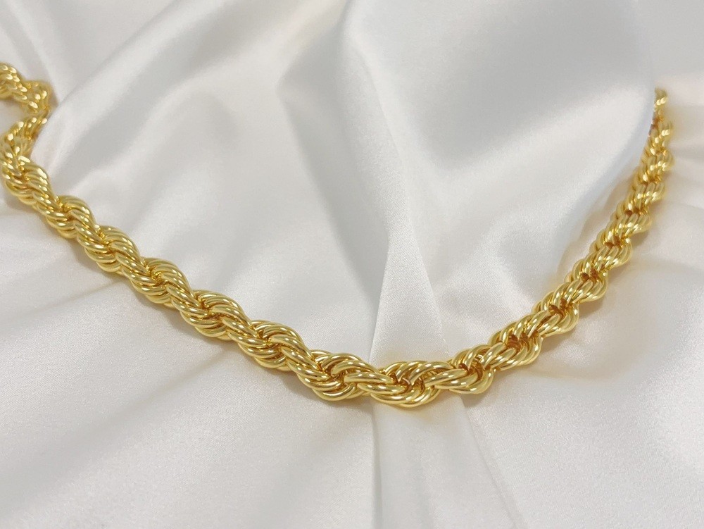 18K Yellow Gold 10mm Diamond Cut Rope Chain Necklace Mens Womens 24in 26in 28in