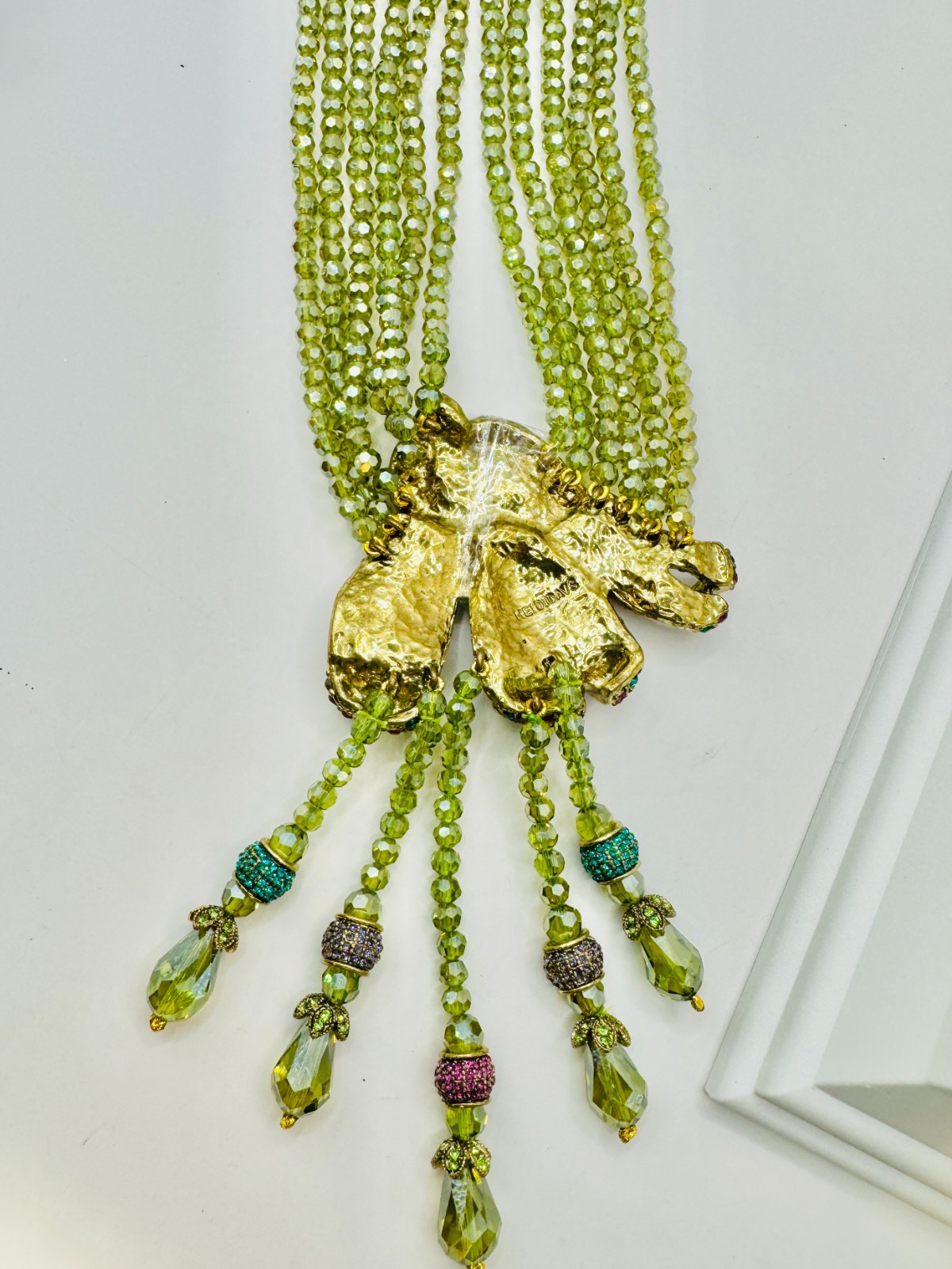 HEIDI DAUS Swarovski’s Peridot Crystal Beads Statement Necklace “Cala Lilly” NIP