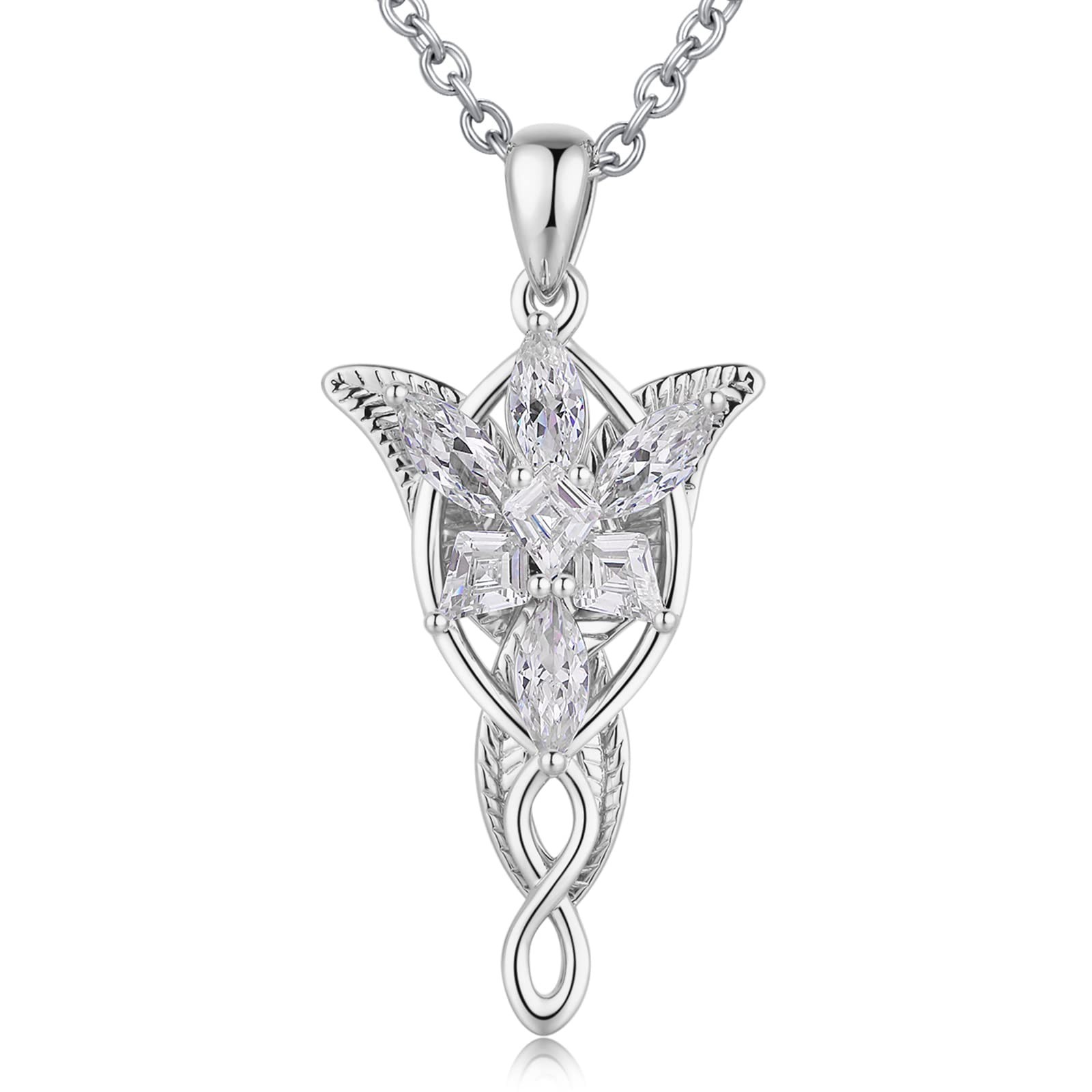 Evenstar Pendant Necklace – 5A+ Cubic Zirconia, Elven Jewelry for Women, Fantasy
