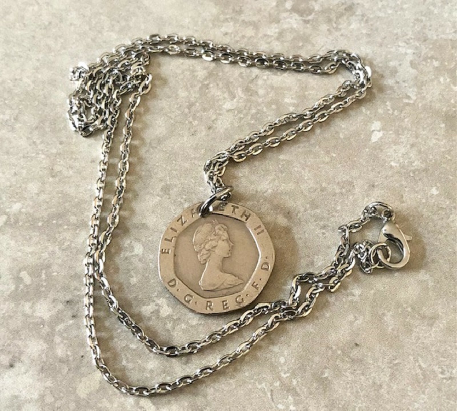 United Kingdom Coin Pendant United Kingdom 20 Pence Custom Made Rare coins