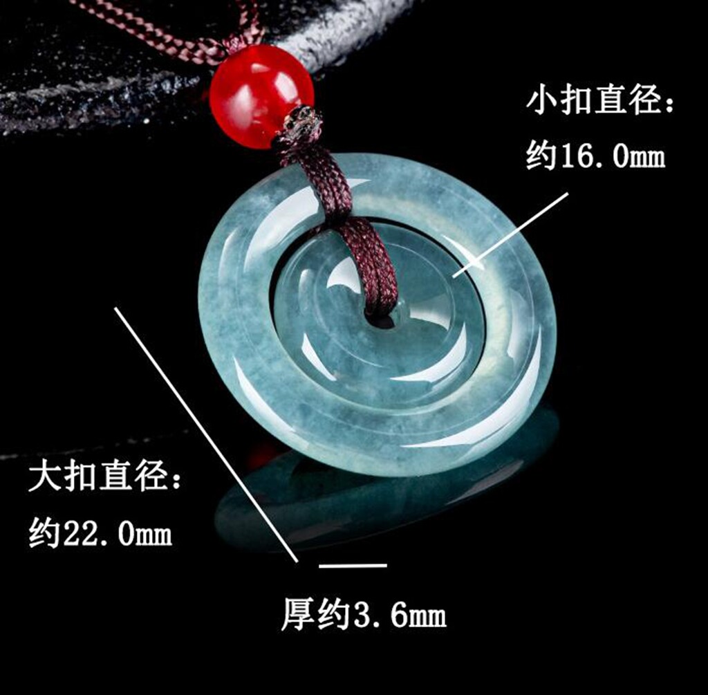 Certified Green Natural Burma A Jade jadeite Circle Donut Lucky Pendant Necklace