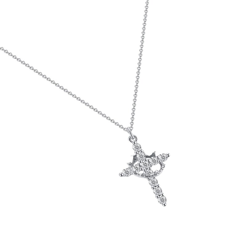 Fashionable Crosses Necklace with Crowns Detail Stainless Steel for Adults