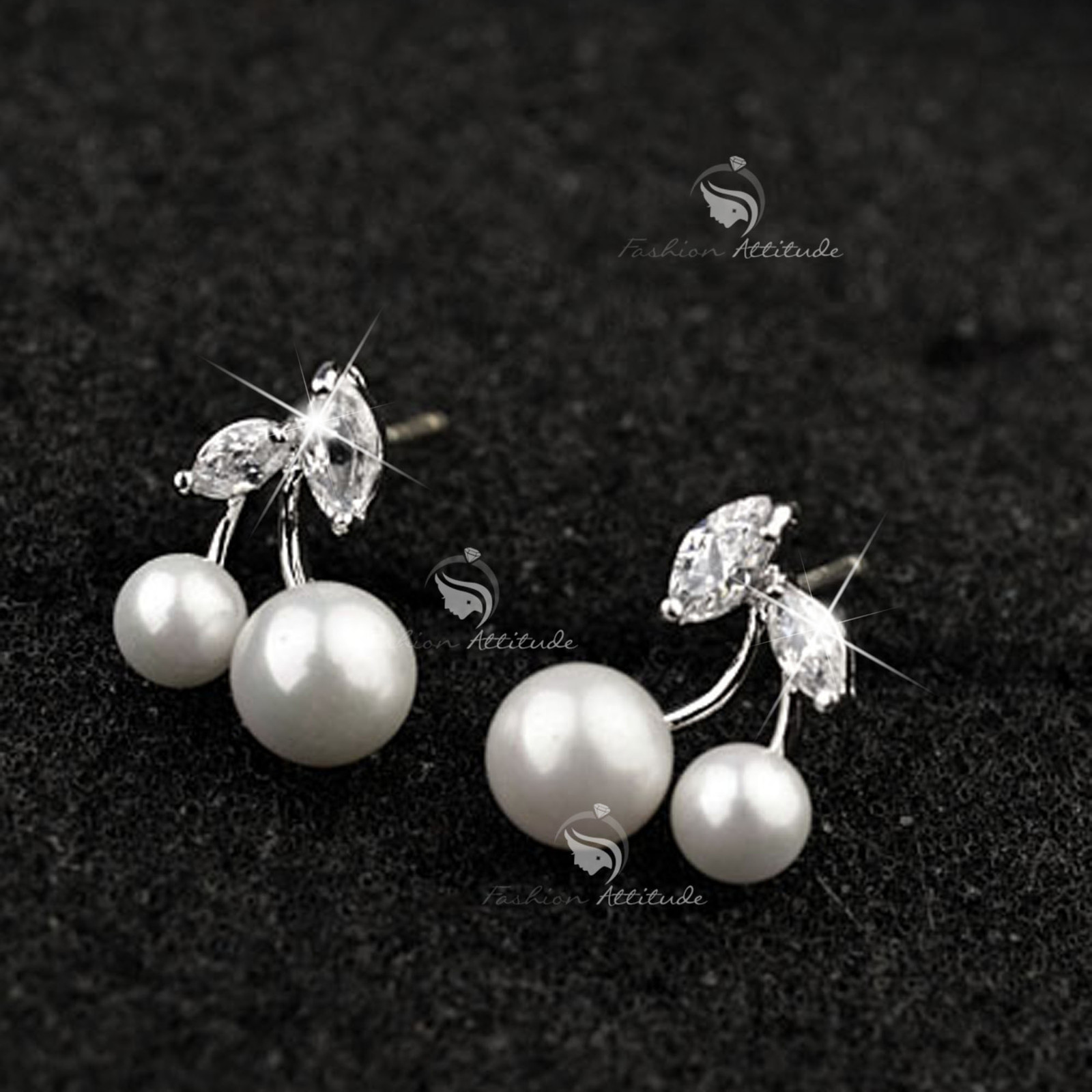 18k gold gp 925 silver made with Swarovski crystal pearl cherry stud earrings