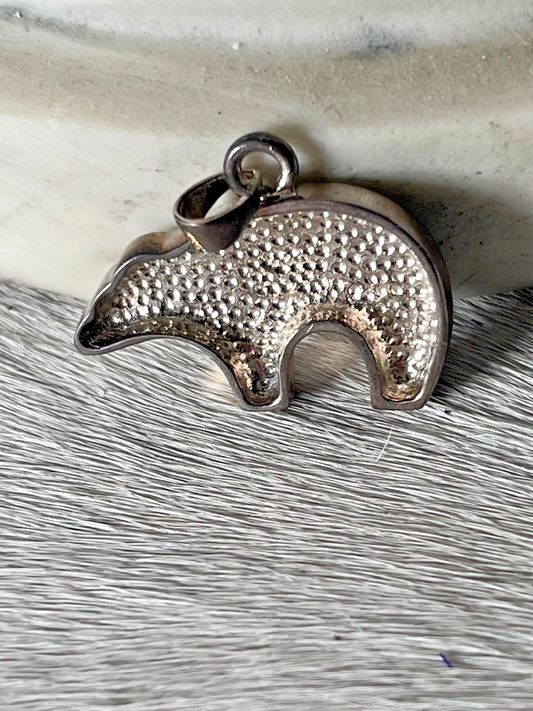 Silver Unisex Bear Pendant 1 x .75 in Silver Small Bail for Chain Polar Grizzly