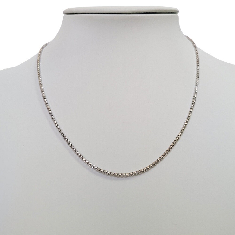 Sterling Silver Rhodium Finish ROUND BOX Chain Necklace, 1.25mm, 1.6mm, 2.0mm