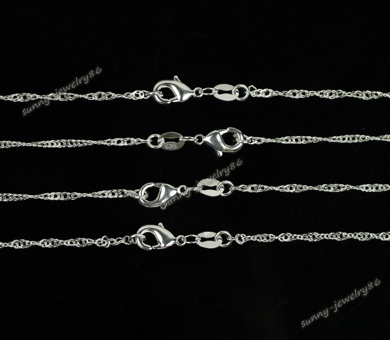 Wholesale lots 10pcs 2mm 925 Sterling Silver Plated Wave Chain Necklace 16″-30″