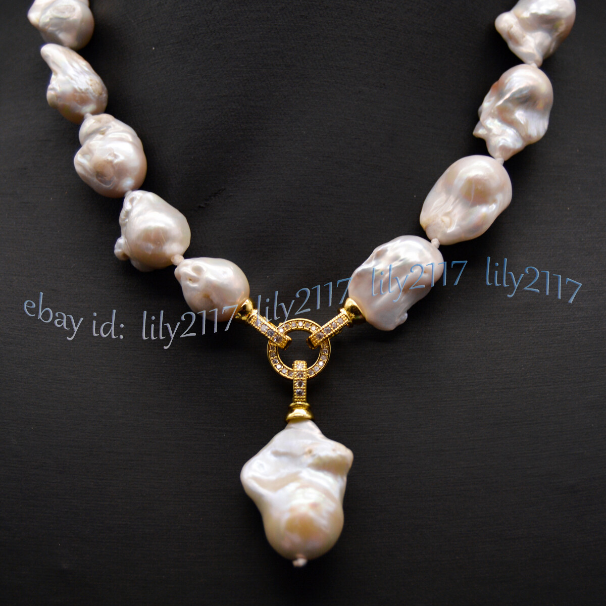 Large 15-25mm Genuine Natural White Keshi Reborn Baroque Pearl Pendant Necklace