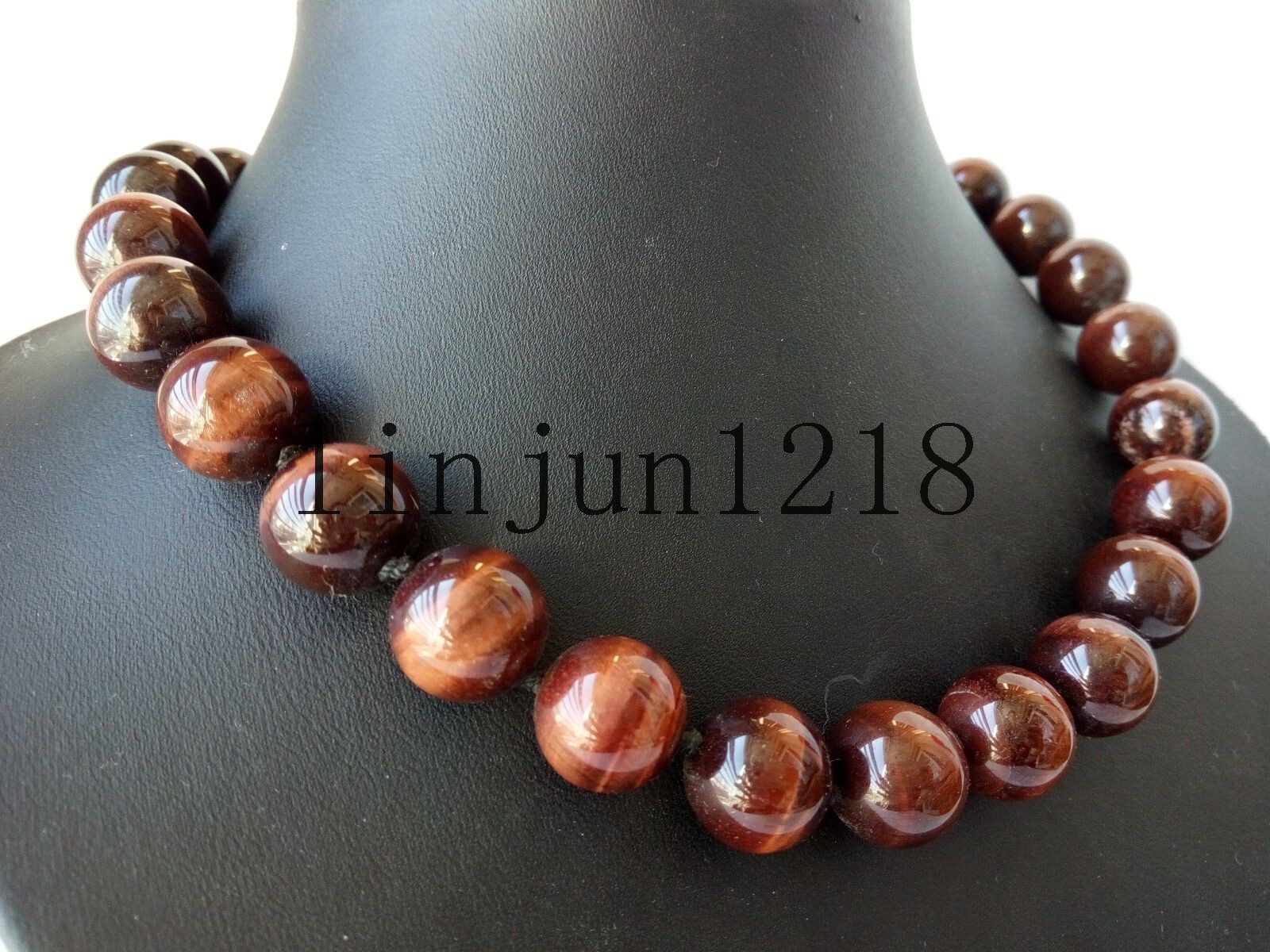 Huge 20mm 100% Natural Red Tiger’s Eye Gemstone Beads Necklace 18” AAA