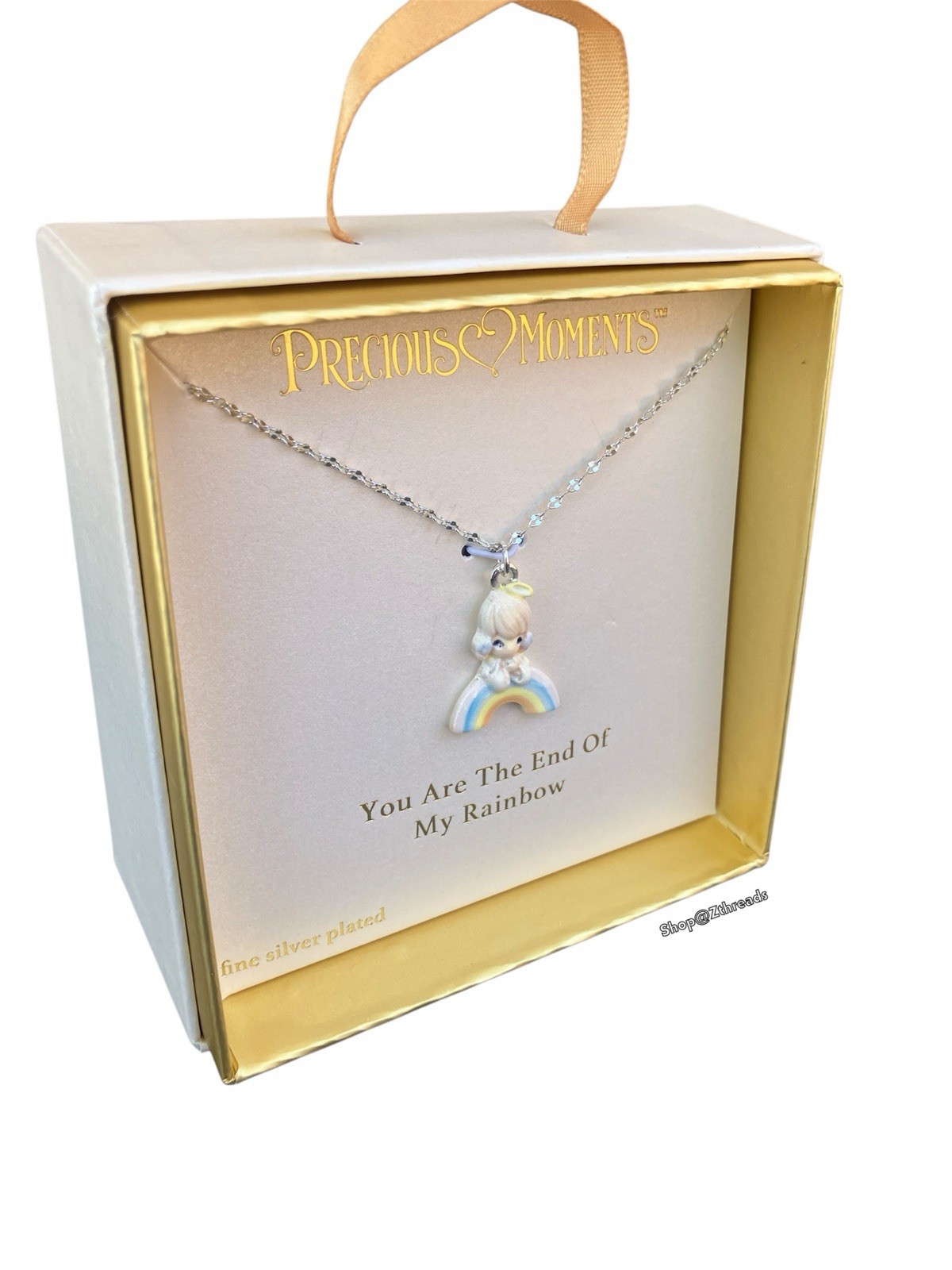Precious Moments Fine Silver Plated Angel Rainbow Pendant Necklace