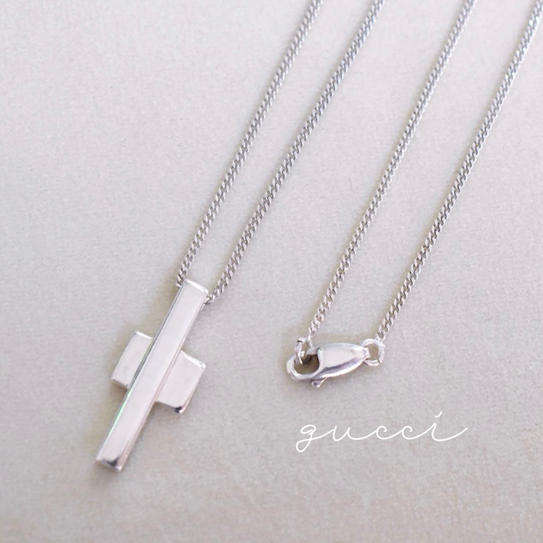 Japan Official Gucci Cross Cross Thin Cuban Link S925 Women’s Men’s Elegant 40