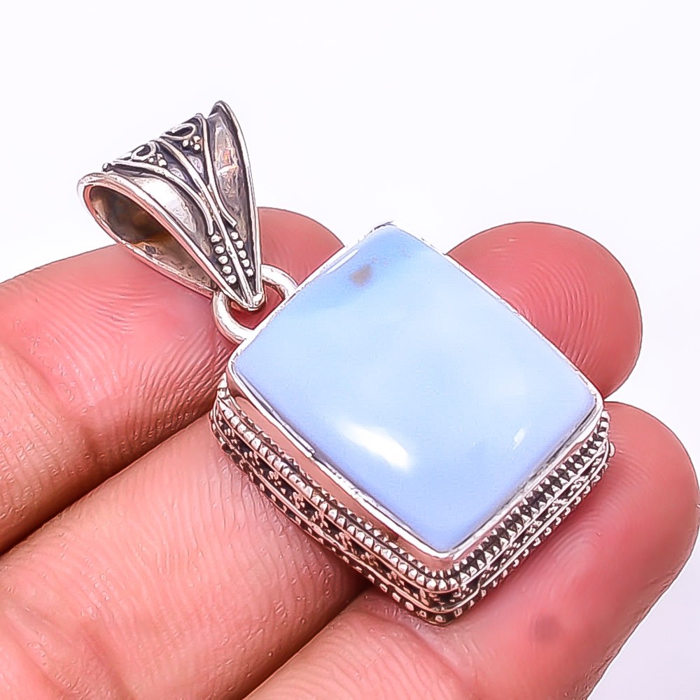 Natural Chrysocolla Fine Art 925 Sterling Silver Pendant 1.56″ P4 Christmas Gift