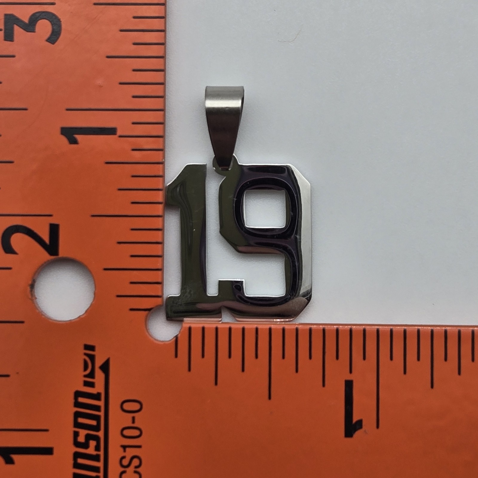 #19 BASEBALL FOOTBALL NUMBER Pendant Charm / 18″-24″ STAINLESS CHAIN NECKLACE