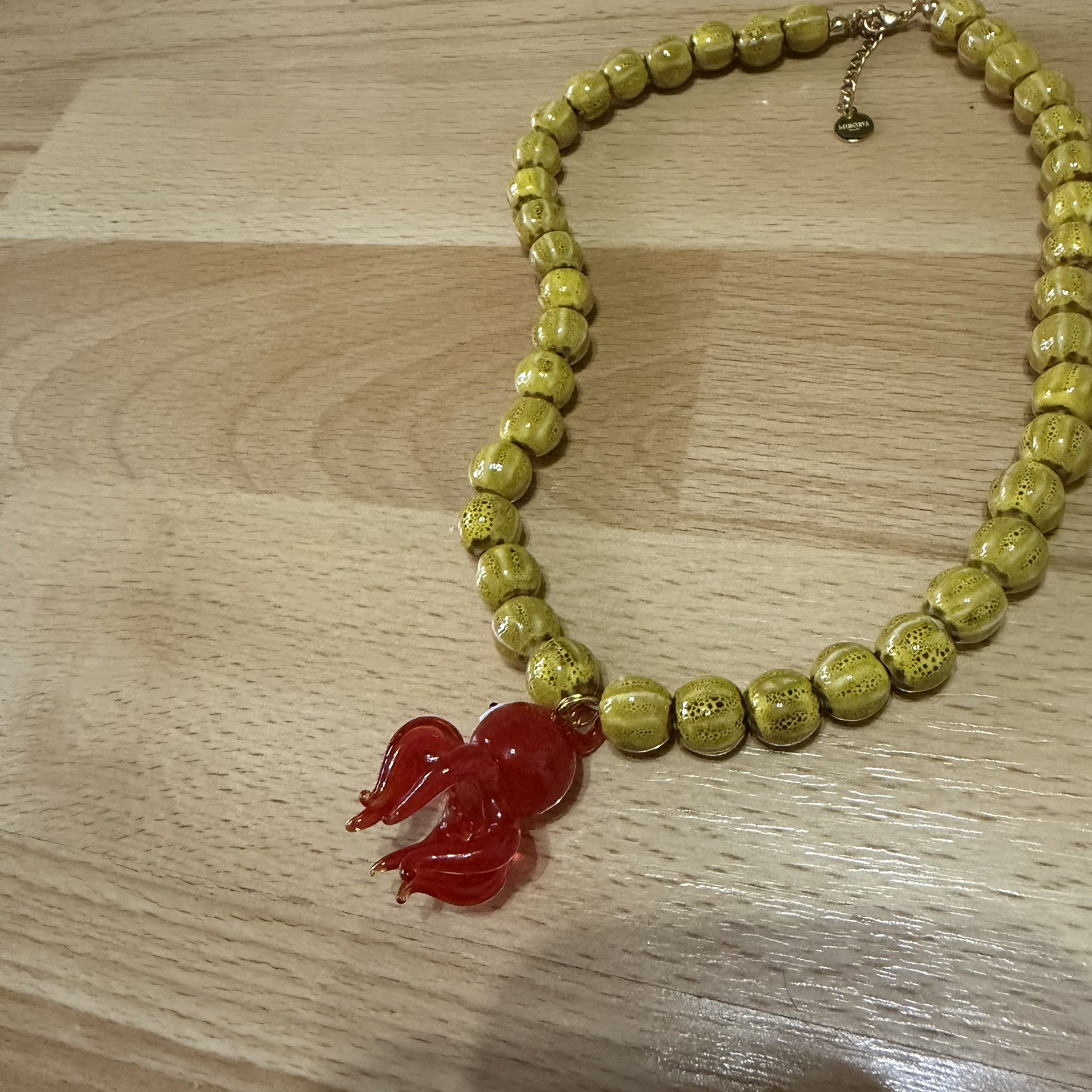 NEW! £85 MINERVA Yellow/ Orange Octopus Ceramic And Glass Necklace 50cm