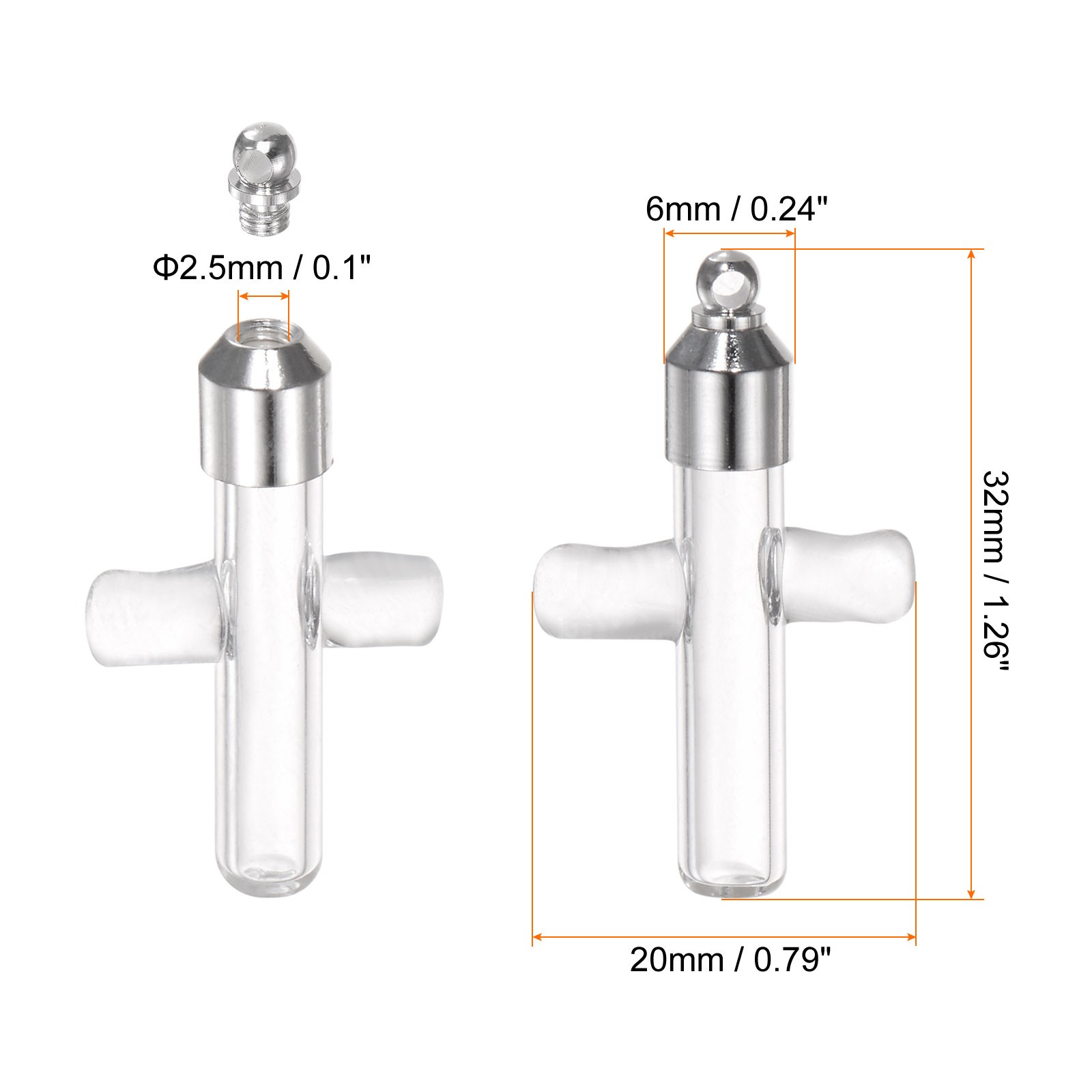 5pack Name on Rice Glass Vial Pendant Cross