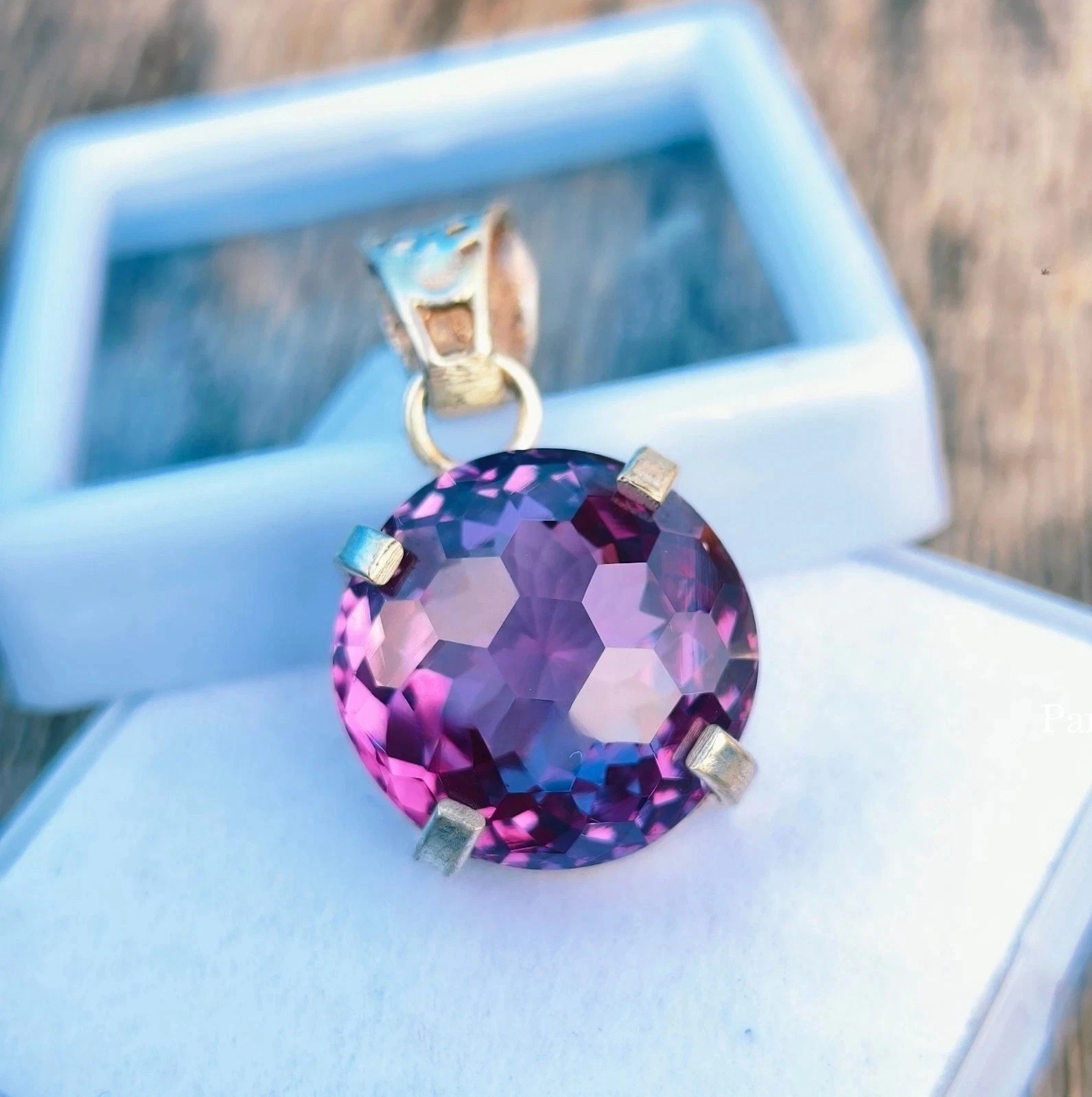 32.25 Ct Natural Color Changing Alexandrite Pendant Gemston,925 Sterling Silver