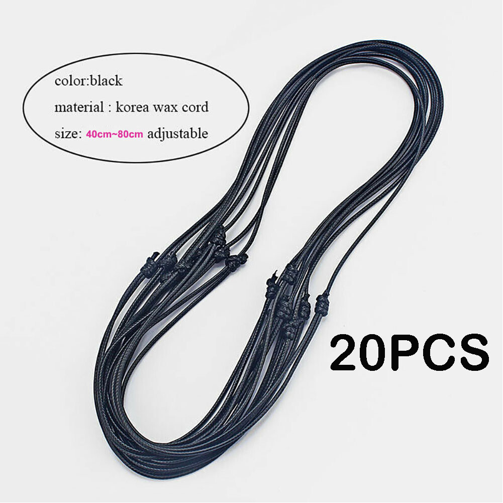 20pcs Black Korea Waxed Cord Necklace Jewelry Findings 16-32inch Adjustable —