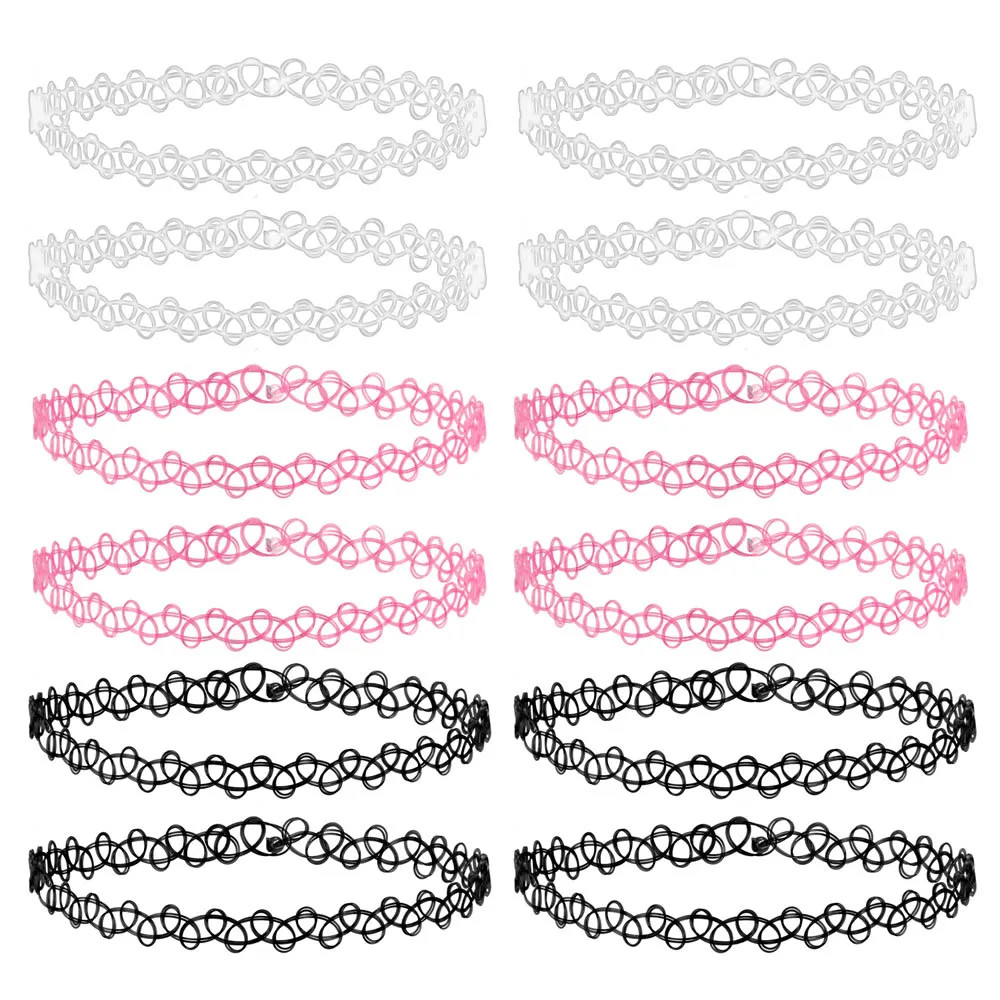ZS 12Pcs Vintage Stretch Choker Necklace Lady Girl Tattoo Choker Necklace Punk R