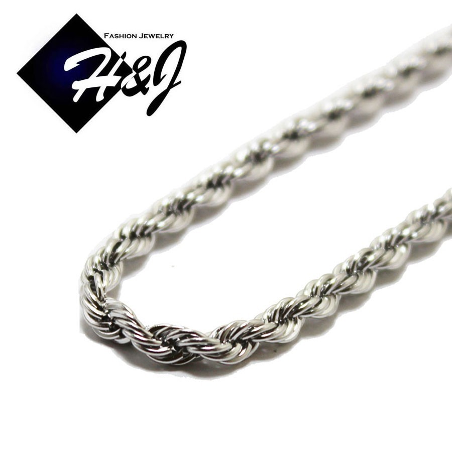 MEN’s Stainless Steel 3.5mm Silver Smooth Rope Link Chain Necklace*18″20″24″30″