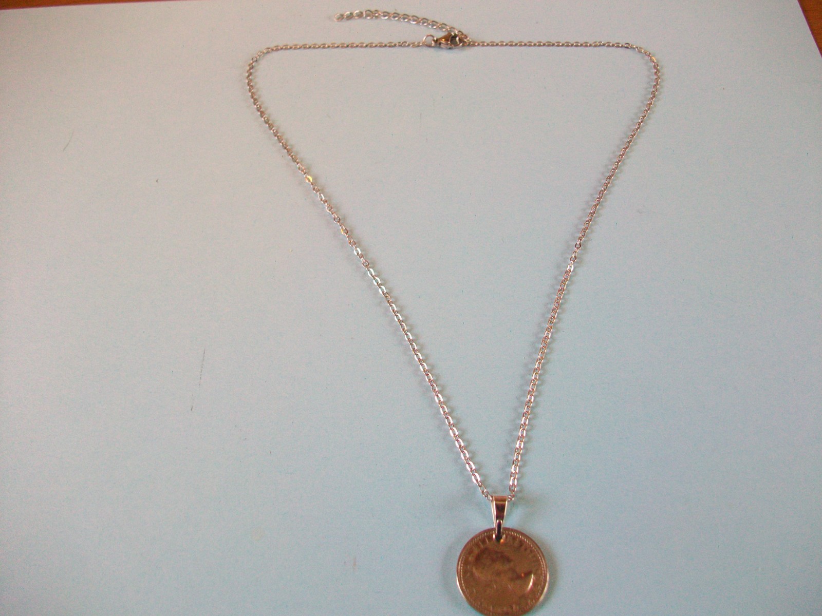 SIXPENCE COIN – SILVER FINE LINK CABLE CHAIN PENDANT NECKLACE – 1953 to 1967