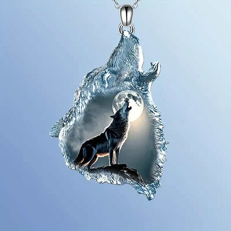 Beautiful Inner Wolf On Howling Wolf Pendant & 17″ Necklace! FREE SHIP IN USA