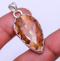 Wave Dolomite – Mexico Gemstone 925 Sterling Silver Pendant 1.64″ P_9359_150_45