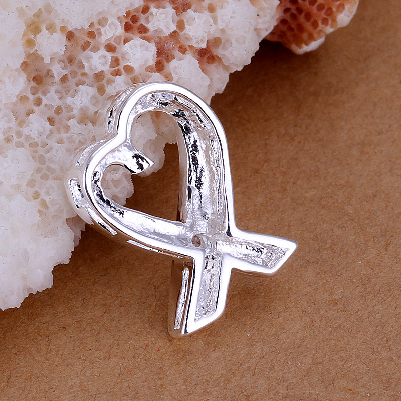 Classic 925 Sterling Silver Filled SF Heart CZ Pendant Necklace N-A651 Gift