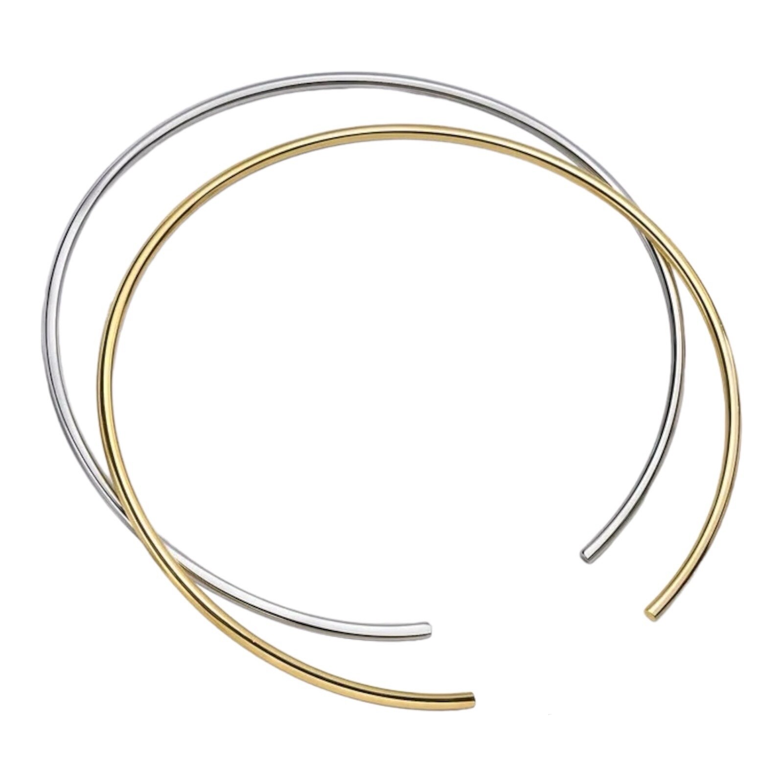 ZARD Solid Flat Choker Slider Open Collar in Silver Plating