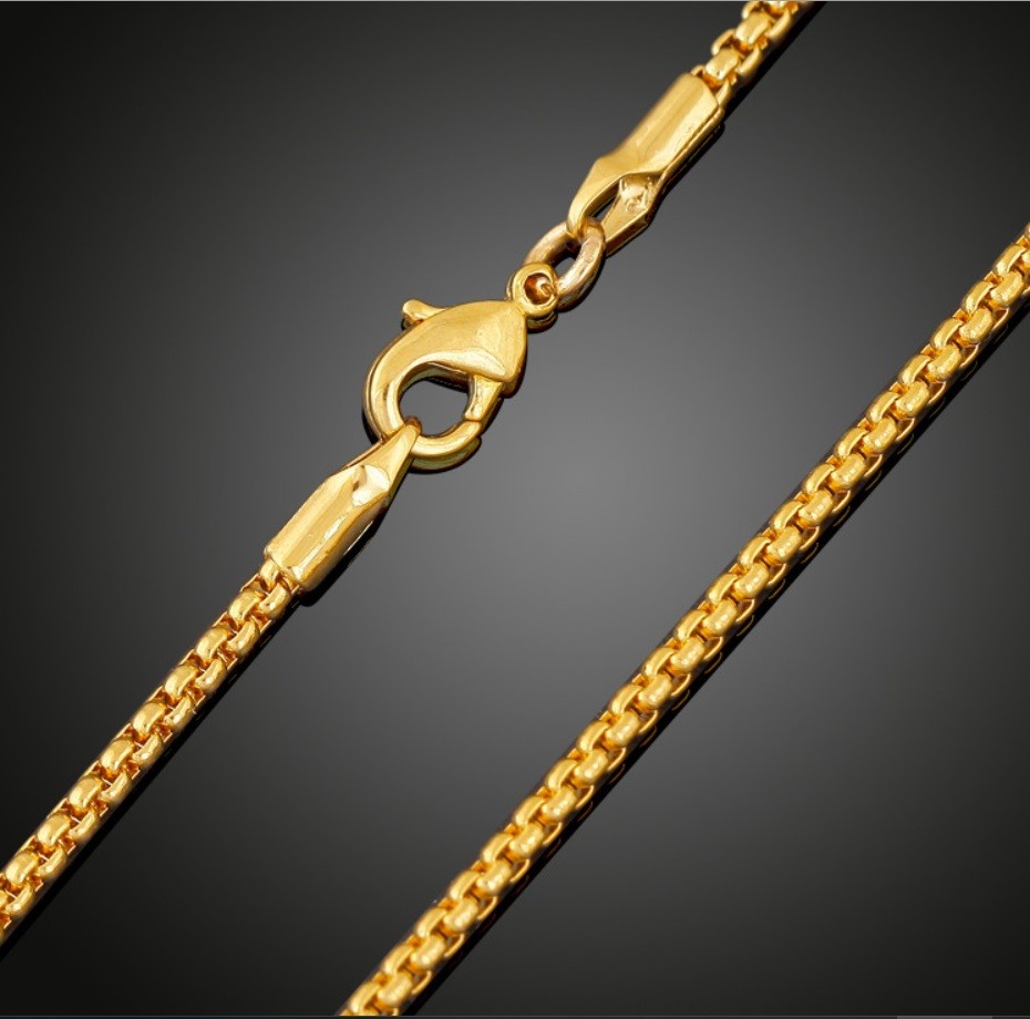Real 18K Yellow Gold Filled 16″/18″/20″/22-32″ 4mm wide Round Box Chain Necklace